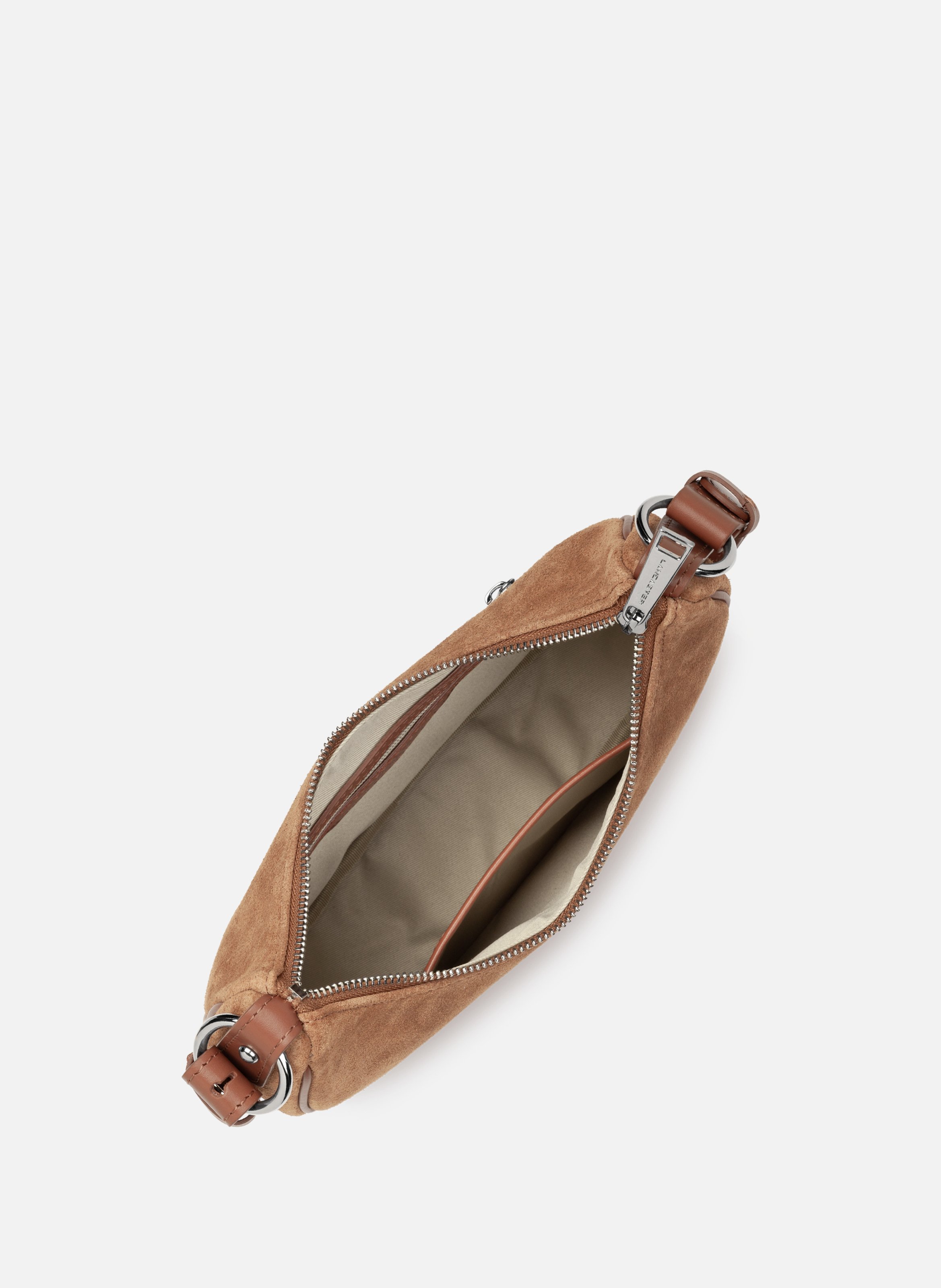 Petit sac besace - suède LANCASTER Marron