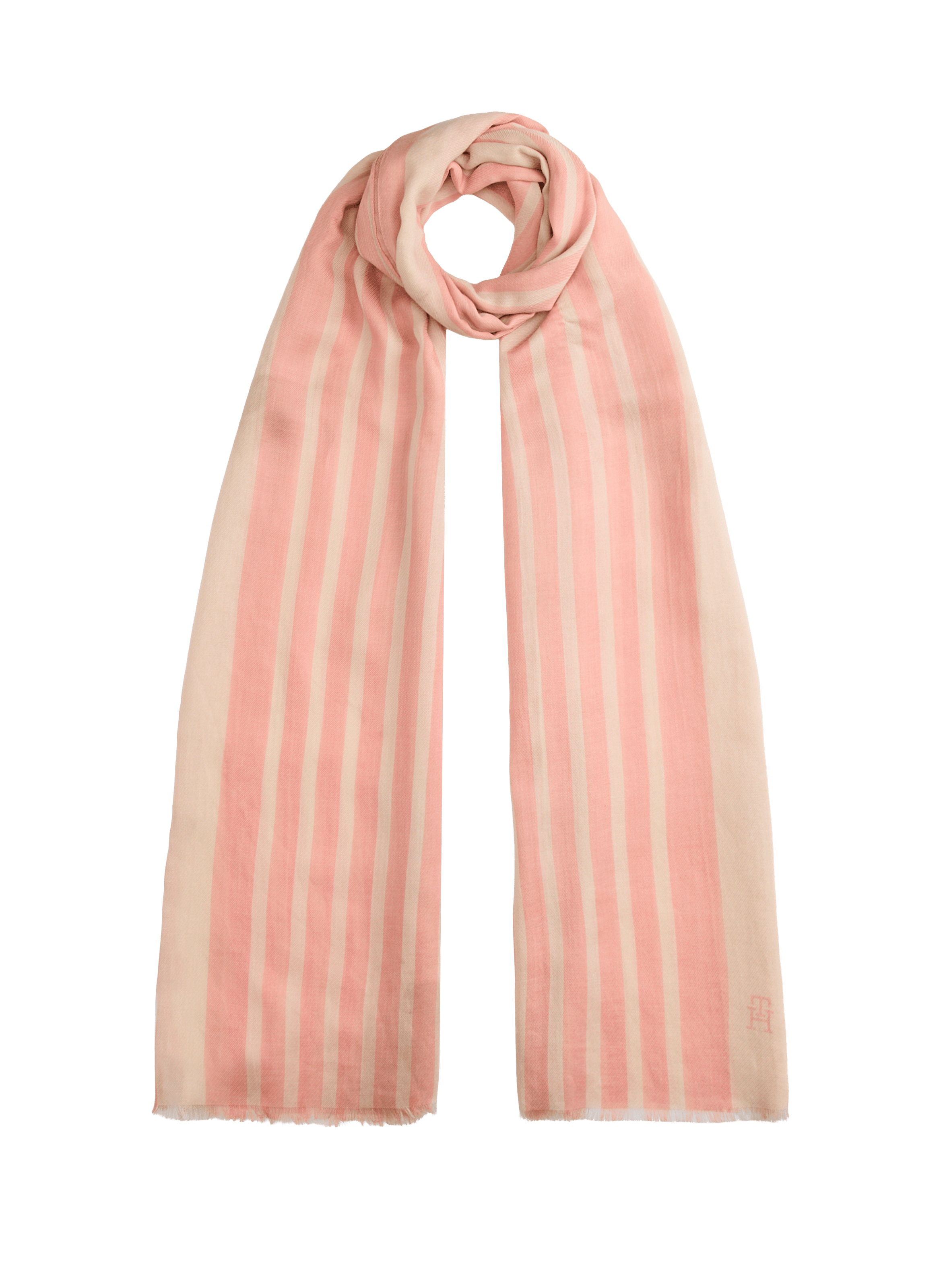 Striped blended cotton scarf TOMMY HILFIGER Pink
