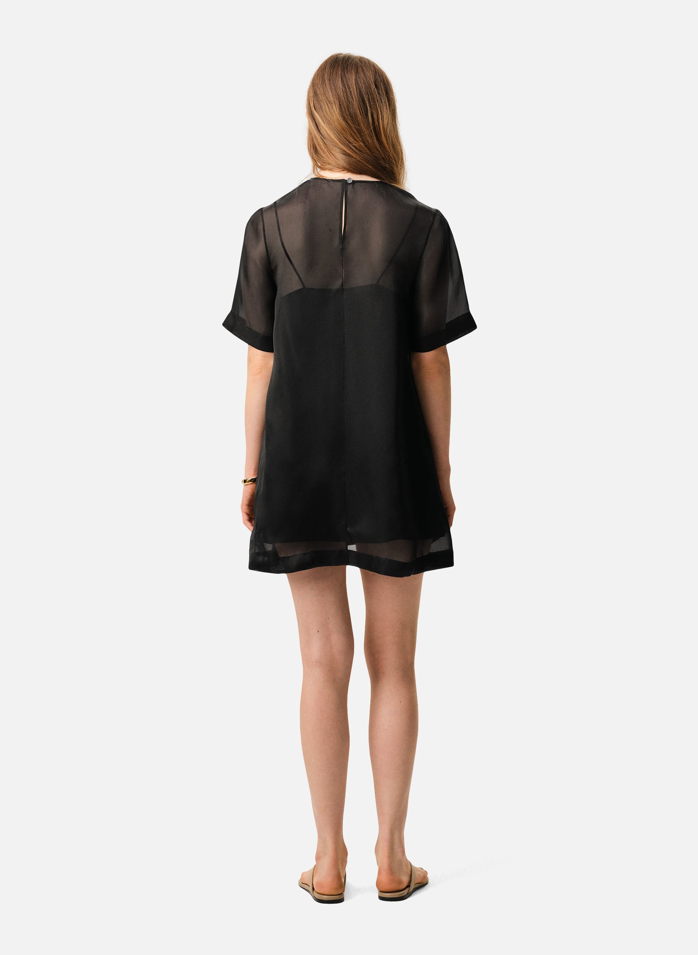 Robe courte trapèze en soie AMI PARIS Noir