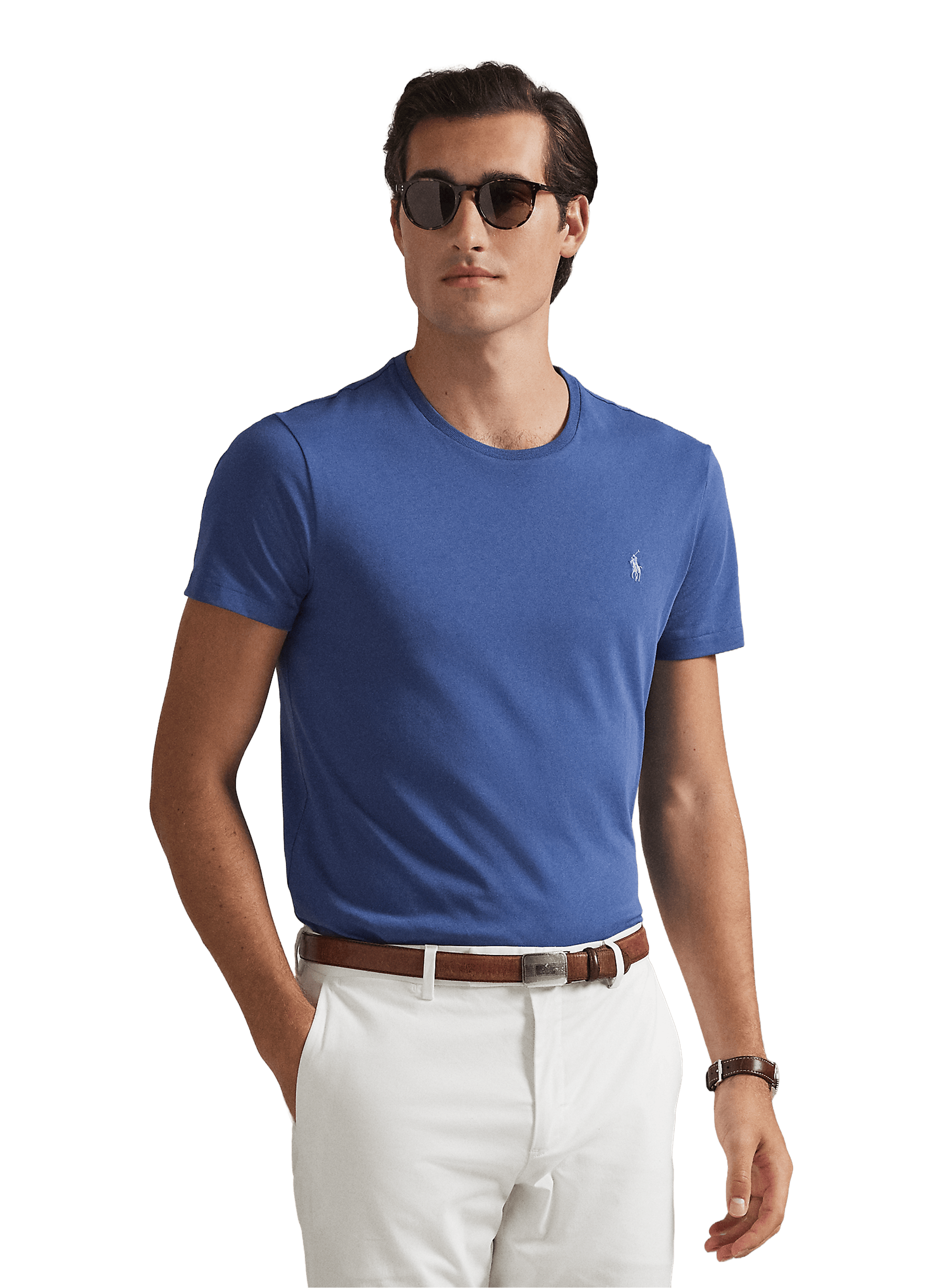 T-shirt slim en coton POLO RALPH LAUREN Bleu