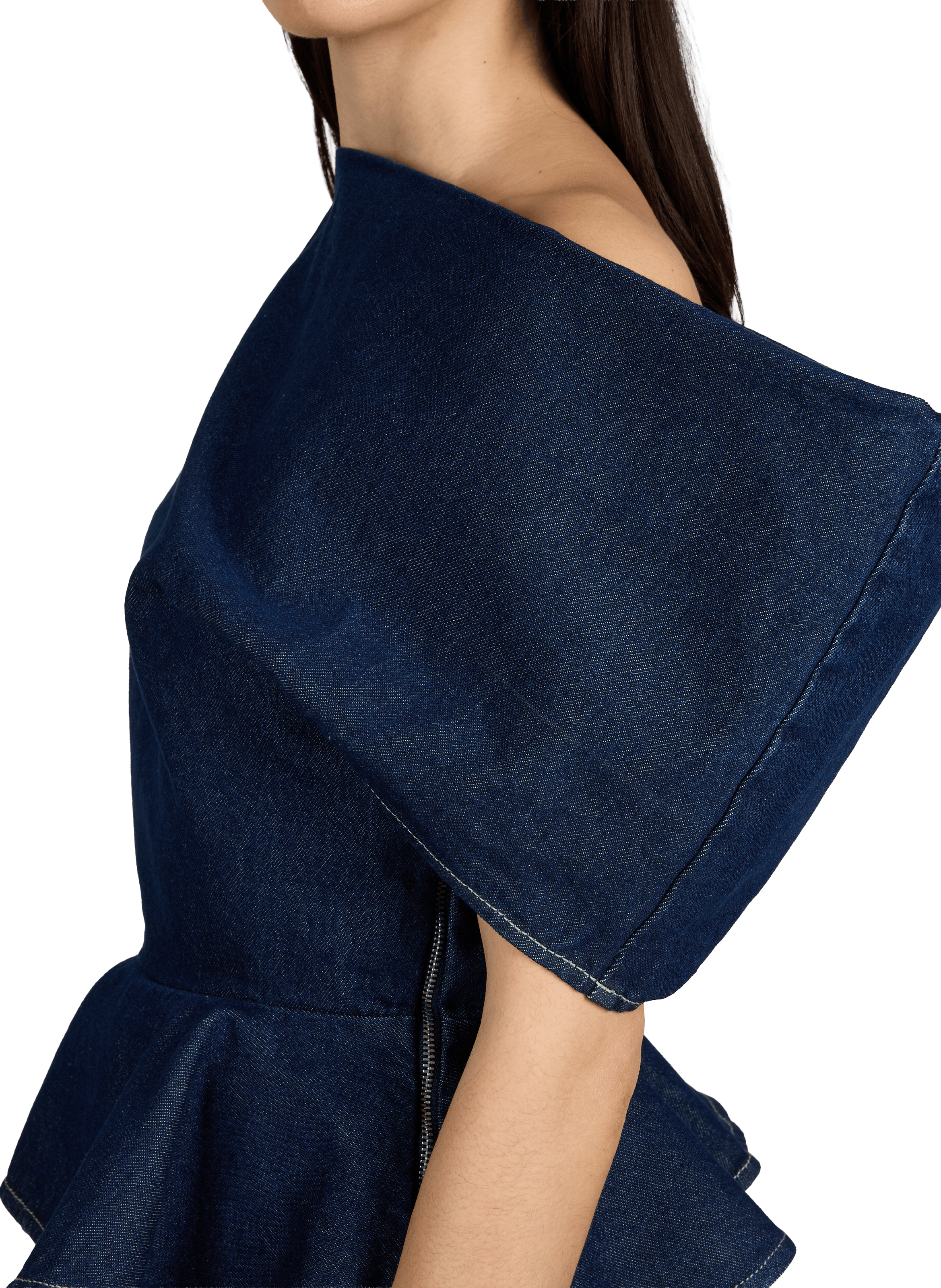 Top denim asymétrique en coton MARQUES ALMEIDA Bleu