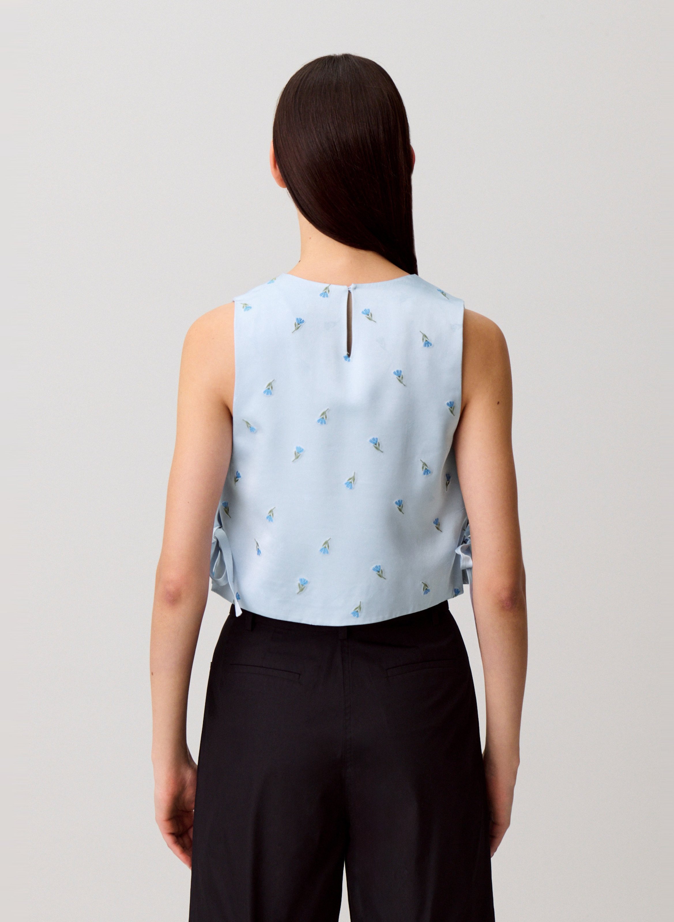 Top court imprimé col rond CLAUDIE PIERLOT Bleu