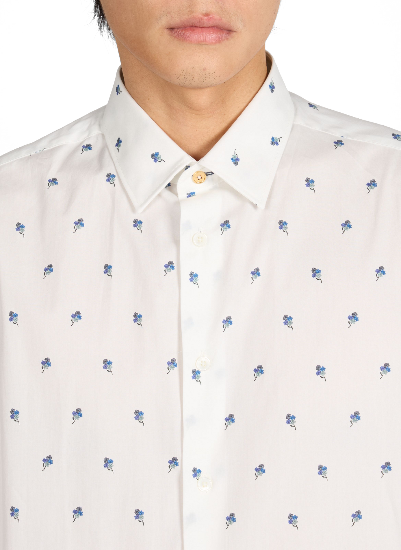 Chemise imprimé fleuri à col classique en coton PAUL SMITH Blanc