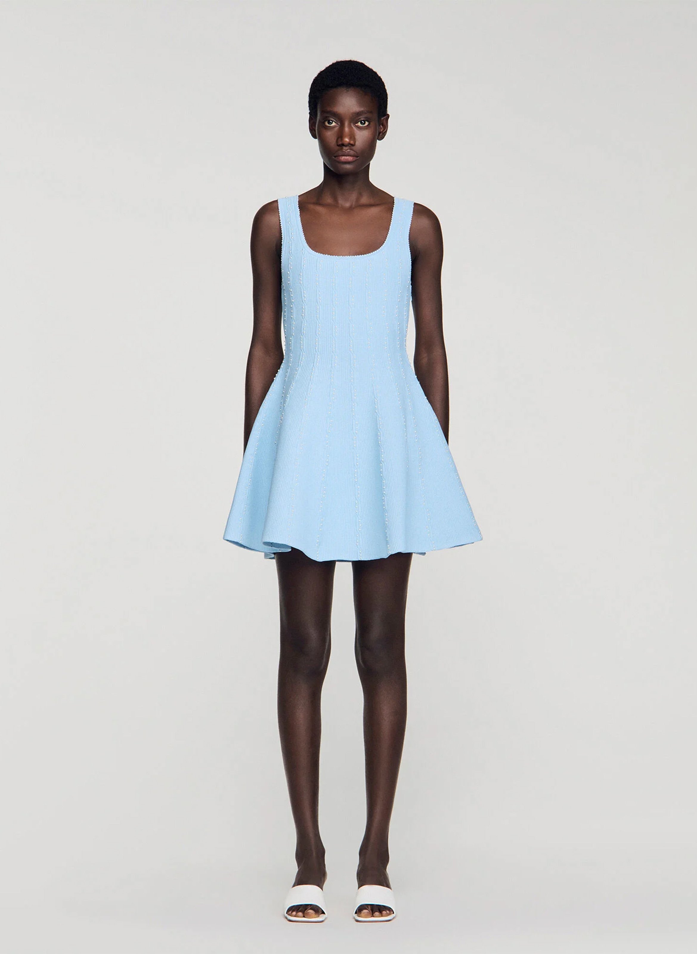 Robe courte en maille SANDRO Bleu