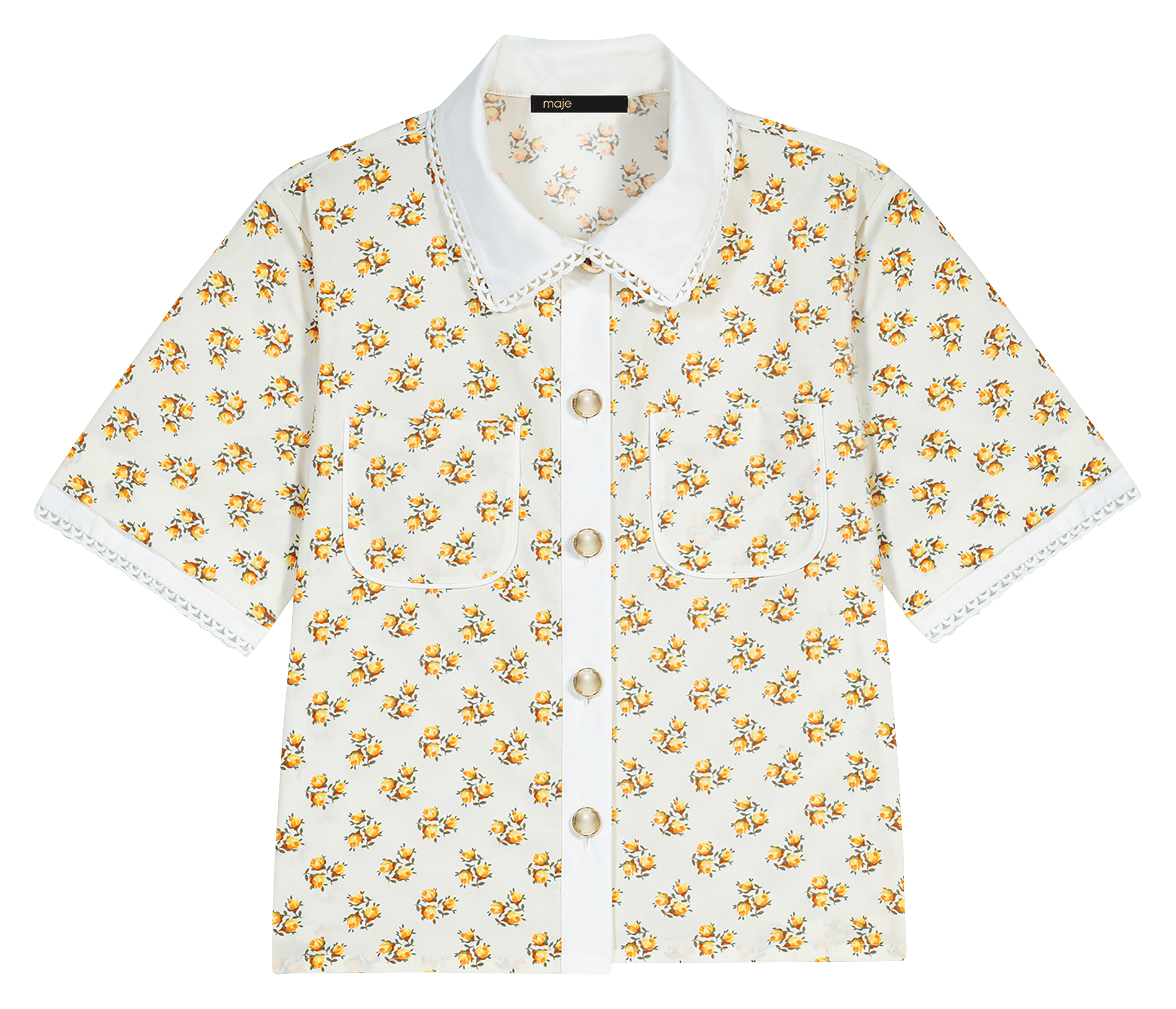 Chemise droite col classique imprimée MAJE Jaune