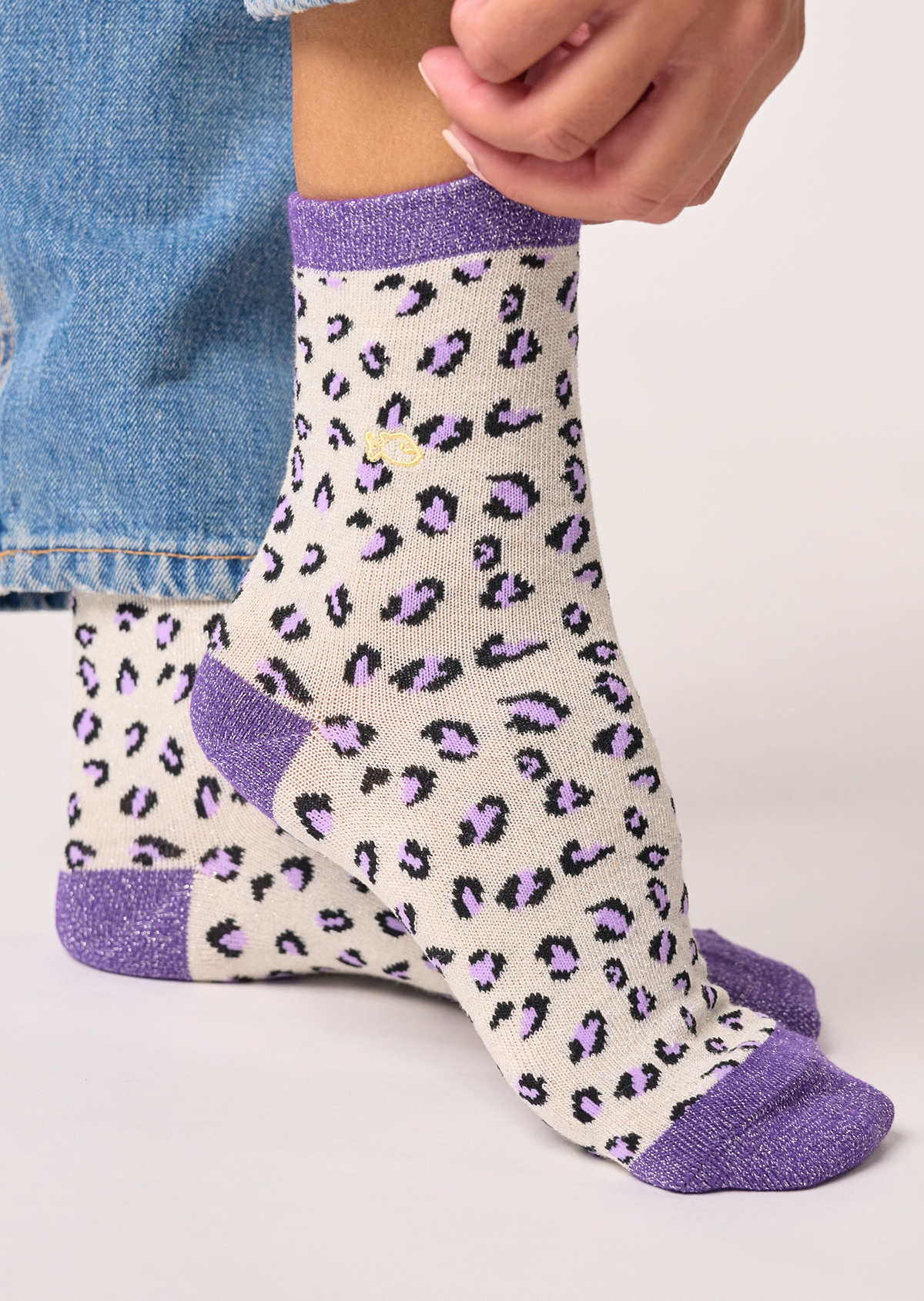 Chaussettes en coton peigné léopard BILLYBELT Beige