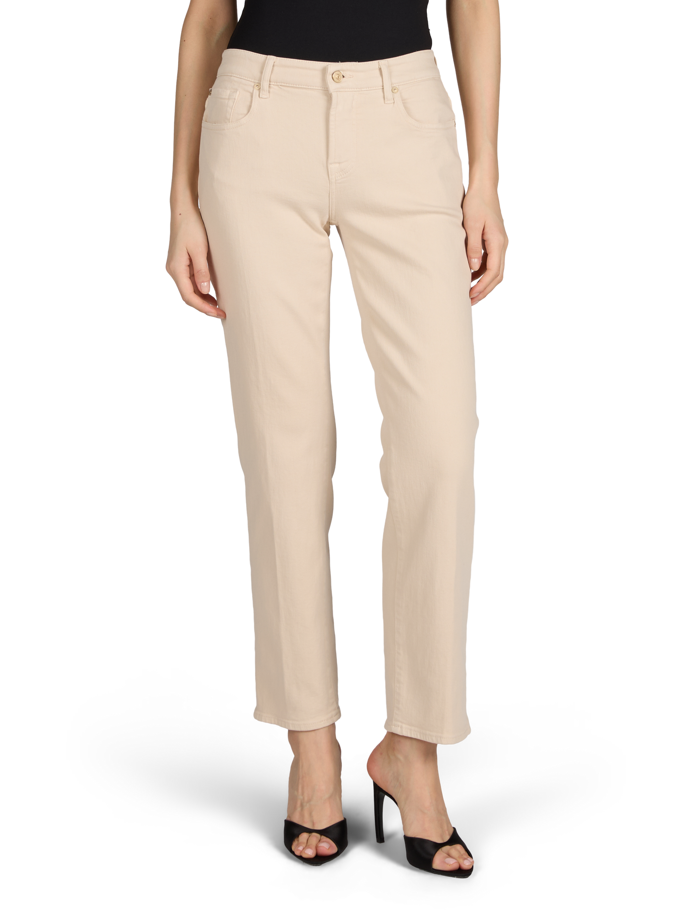Jeans droit Calie straight en coton mélangé 7 FOR ALL MANKIND Beige