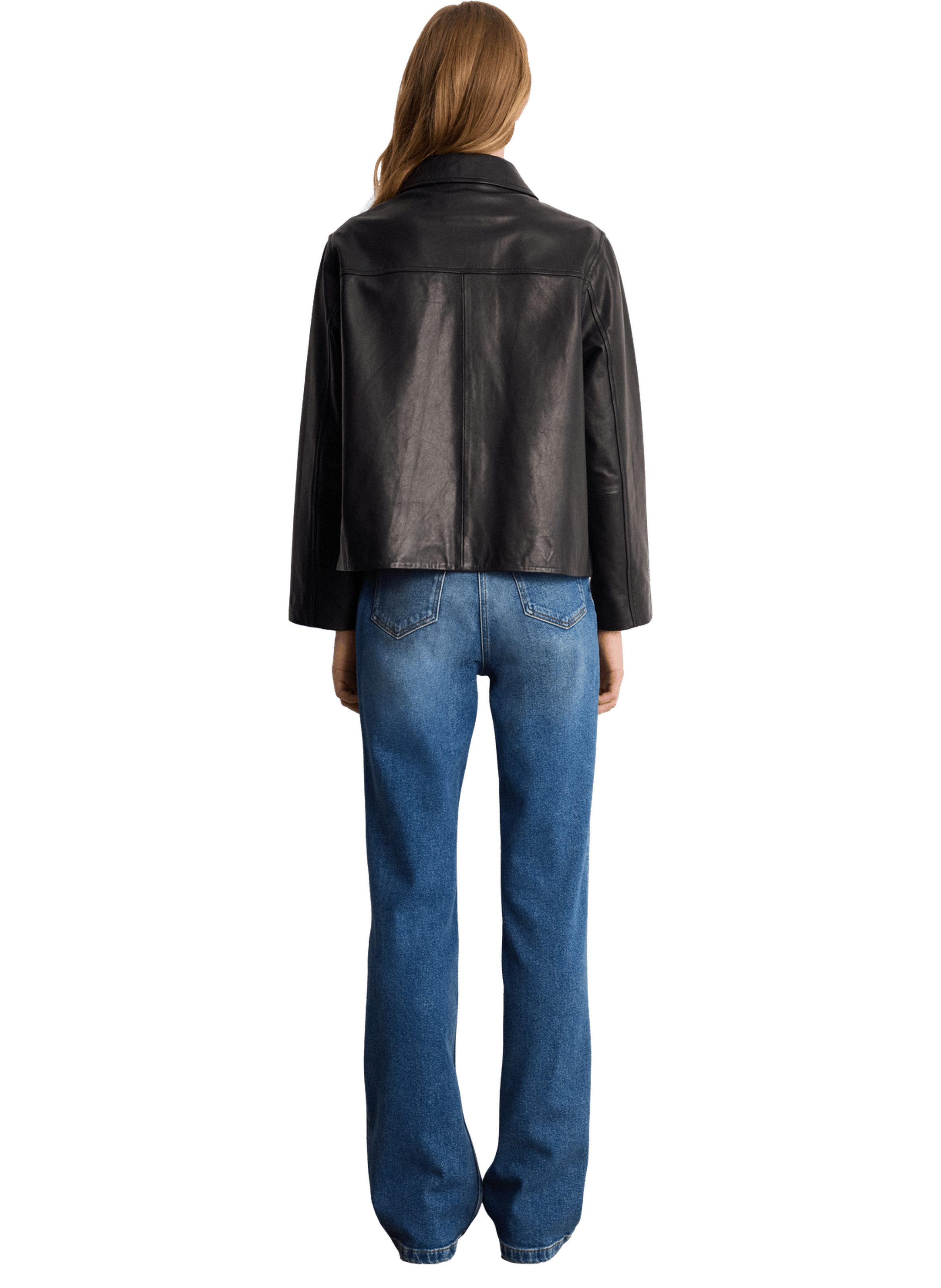 Veste courte en cuir lisse - joana PABLO Noir