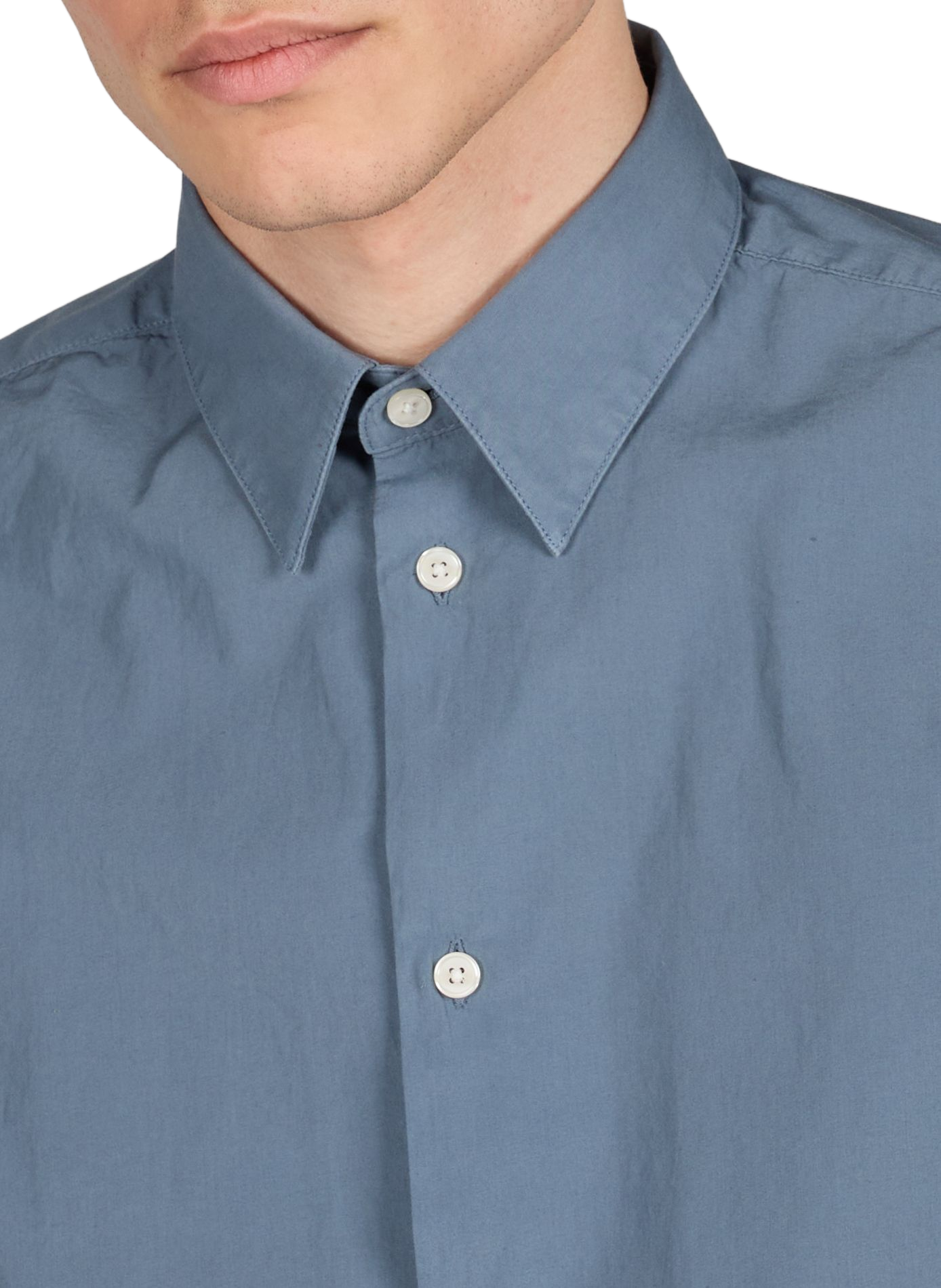Straight classic collar shirt in cotton AU PRINTEMPS PARIS Blue