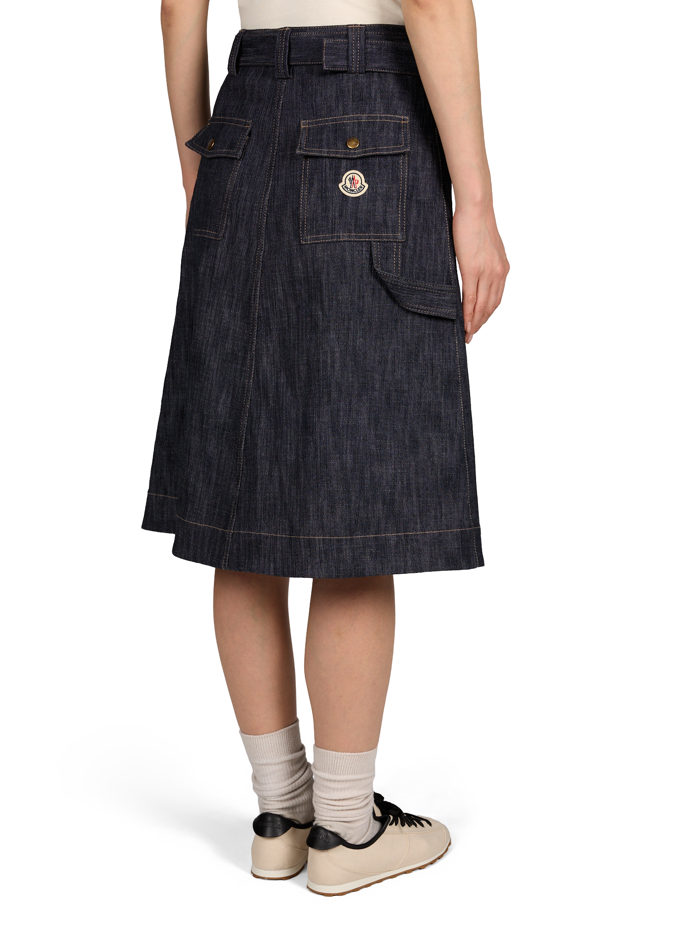 Jupe midi en denim MONCLER Bleu