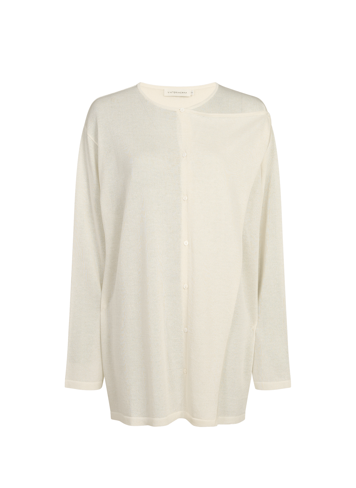 Buttoned top with round neckline in knit fabric VIKTORIA CHAN White