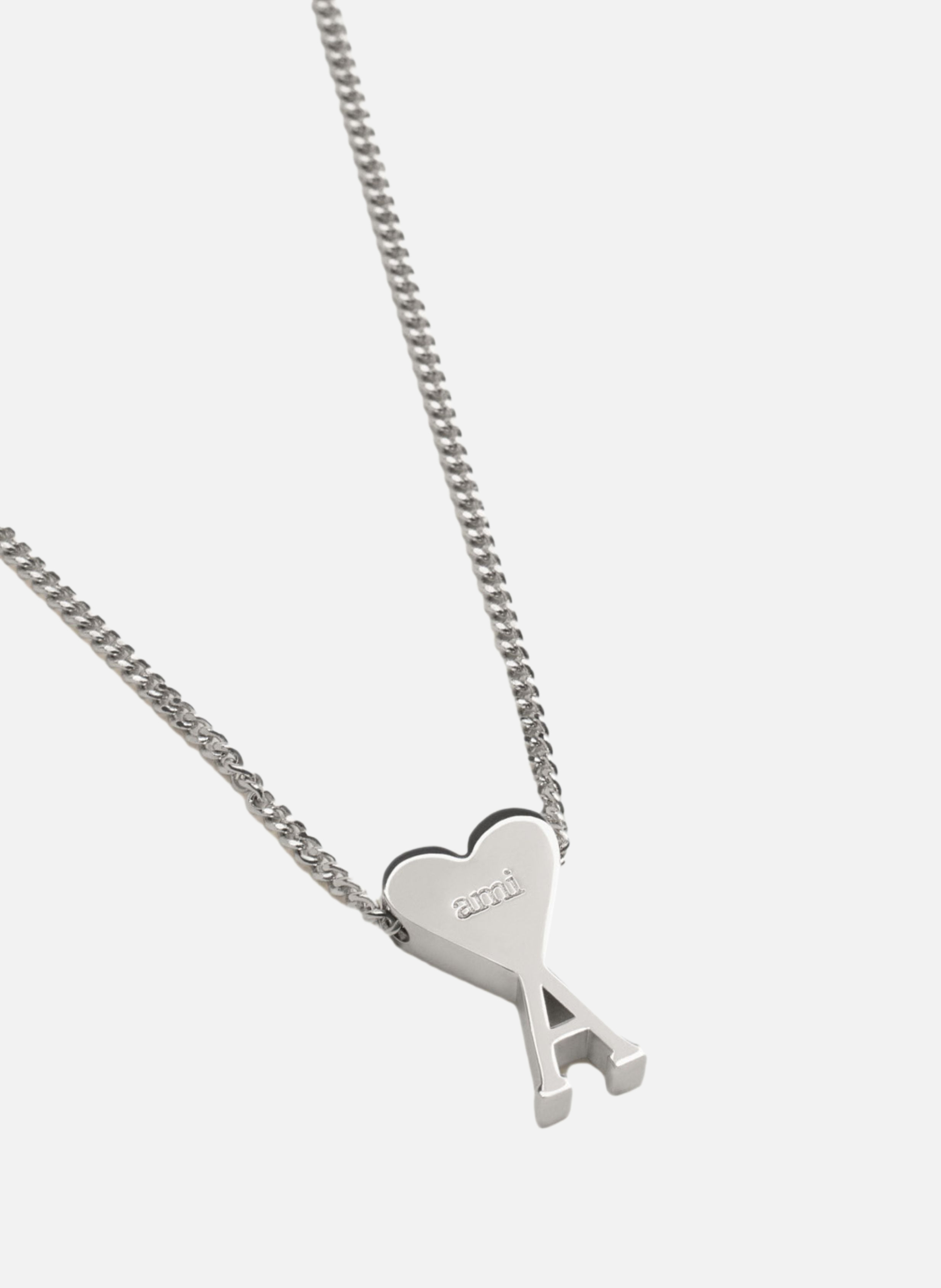 Collier pendentif ami de coeur unisexe Gris