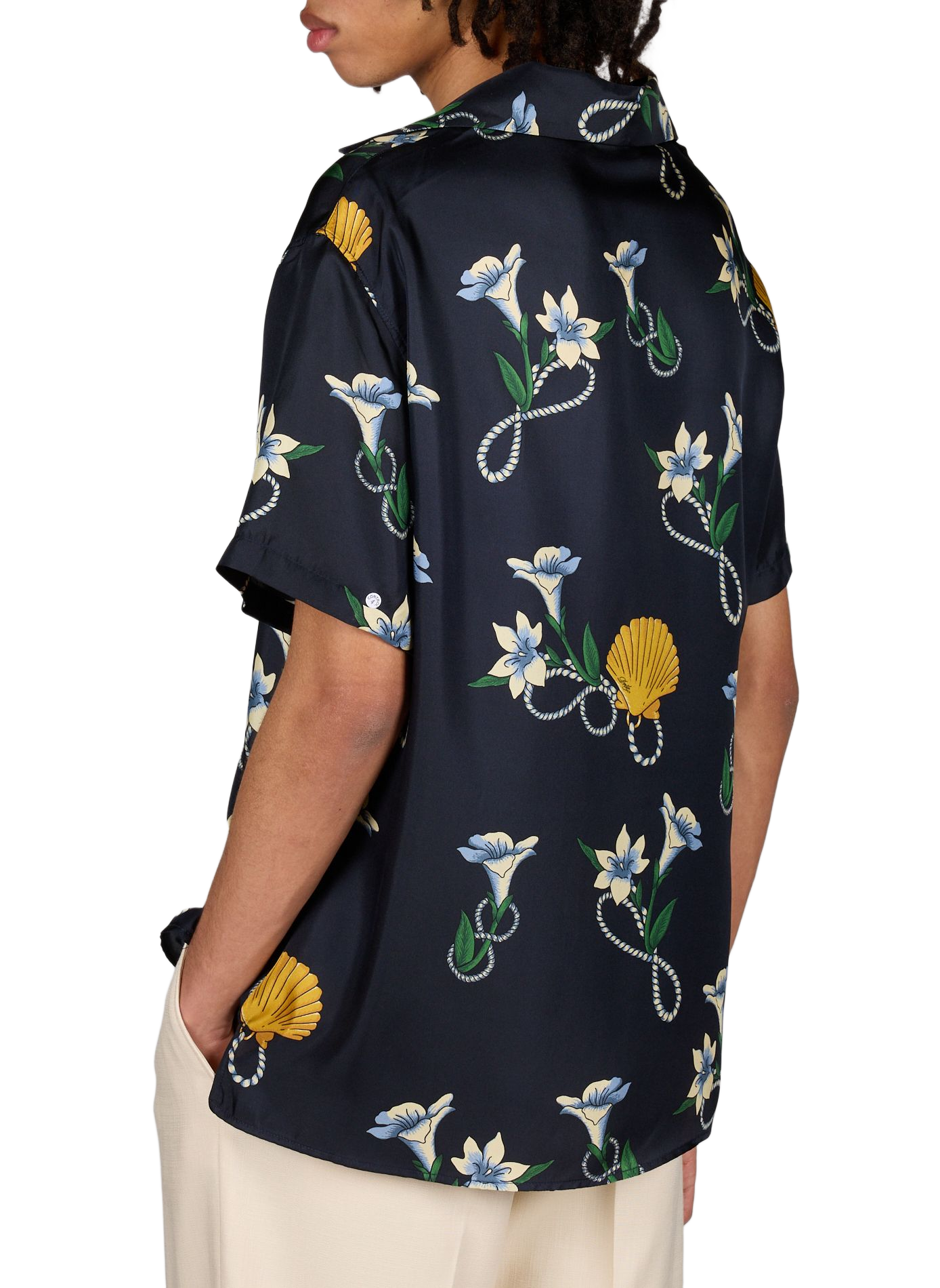 Camicia a maniche corte Shell in seta DROLE DE MONSIEUR Blu