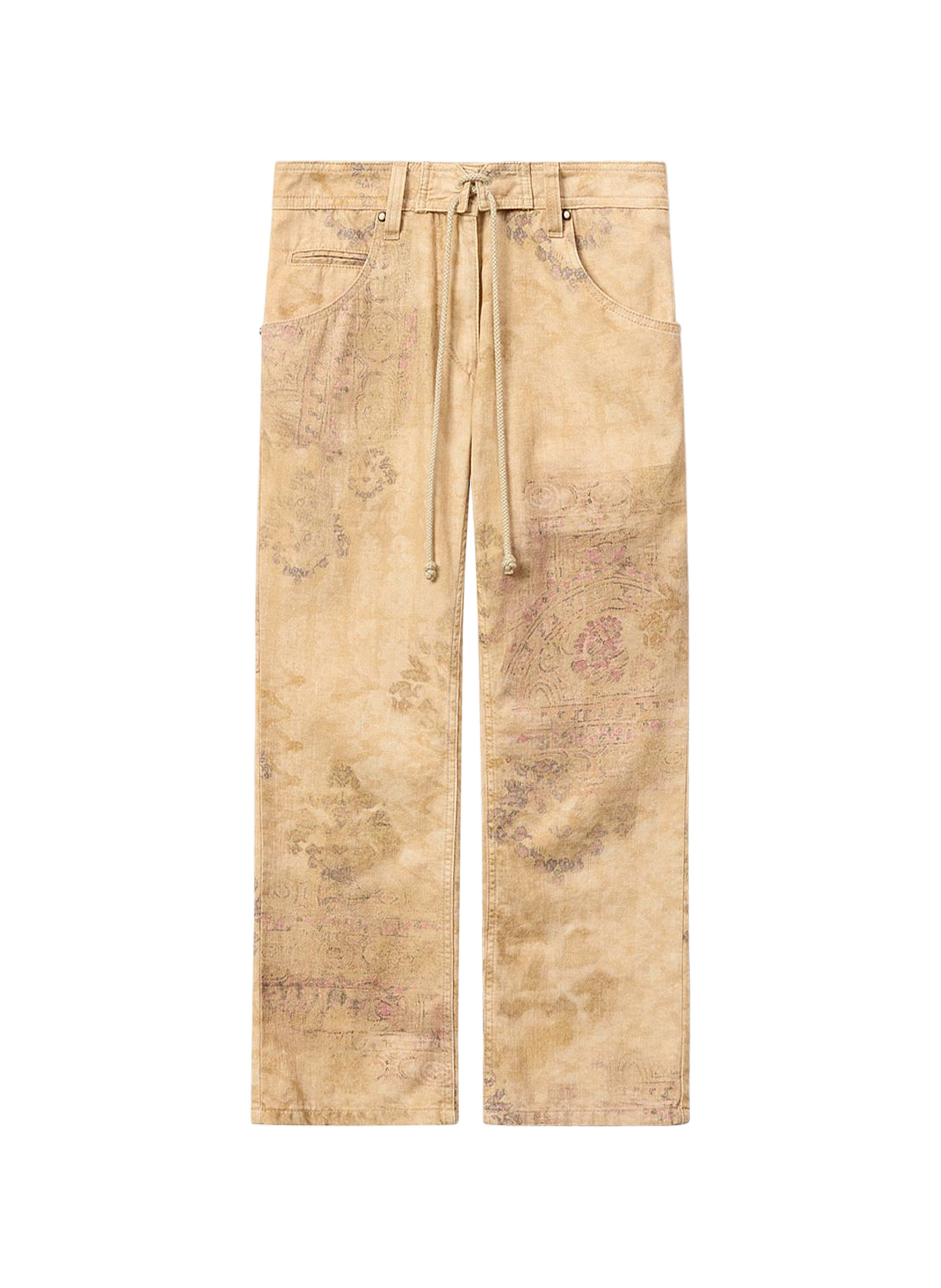 Camila printed denim cropped straight-leg pants ISABEL MARANT Beige