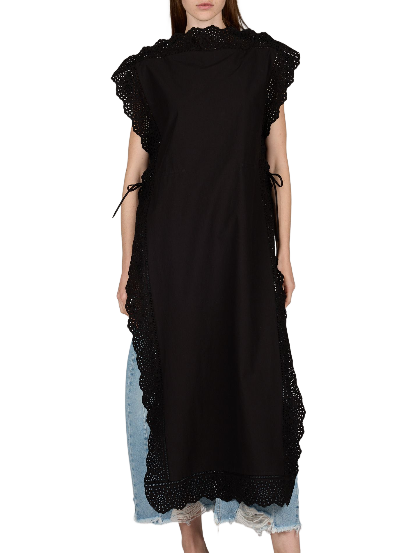 Robe midi à broderies anglaises en coton BY MALENE BIRGER Black