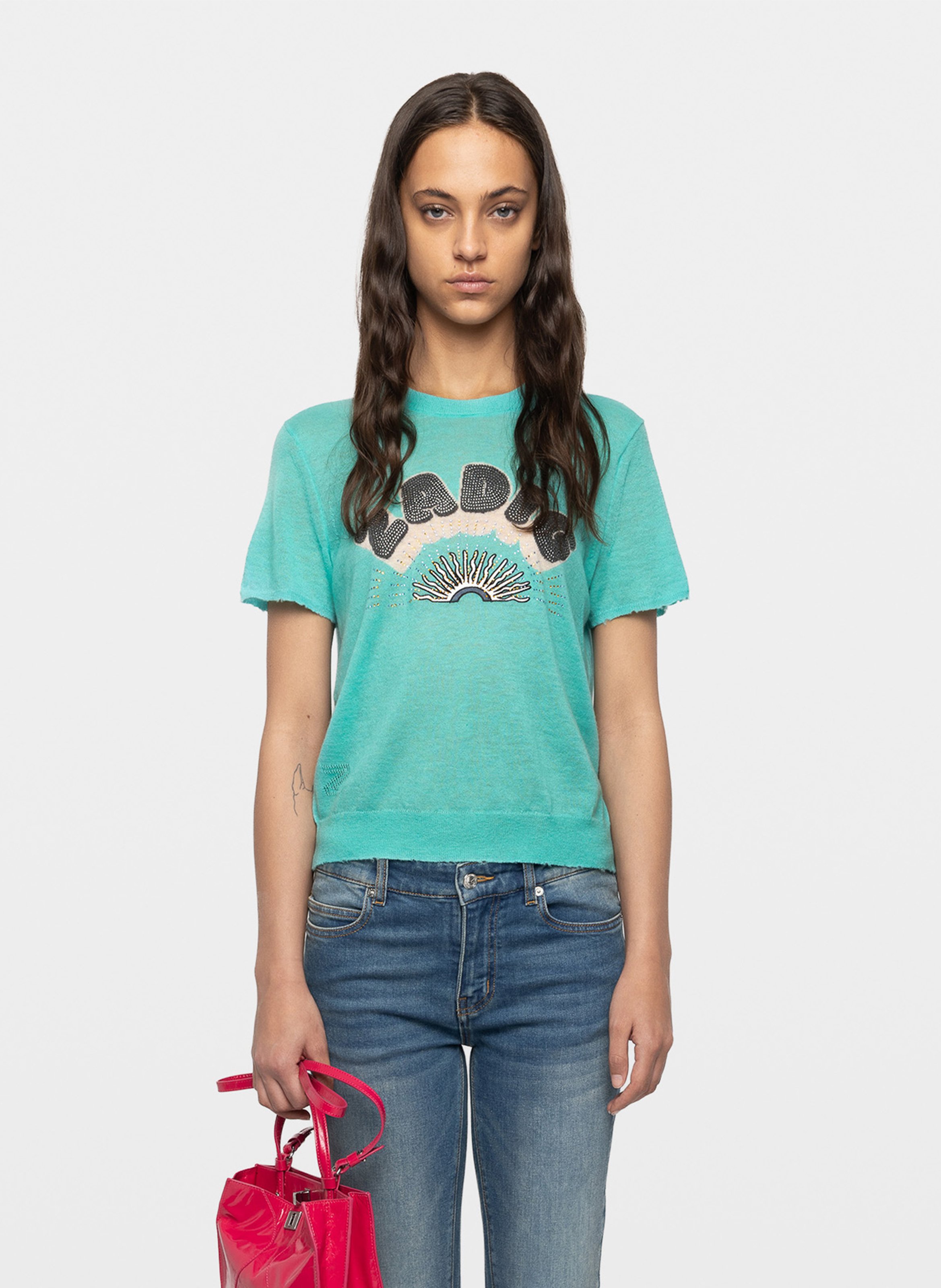 Tee-shirt col rond en cachemire idal ZADIG&VOLTAIRE Vert
