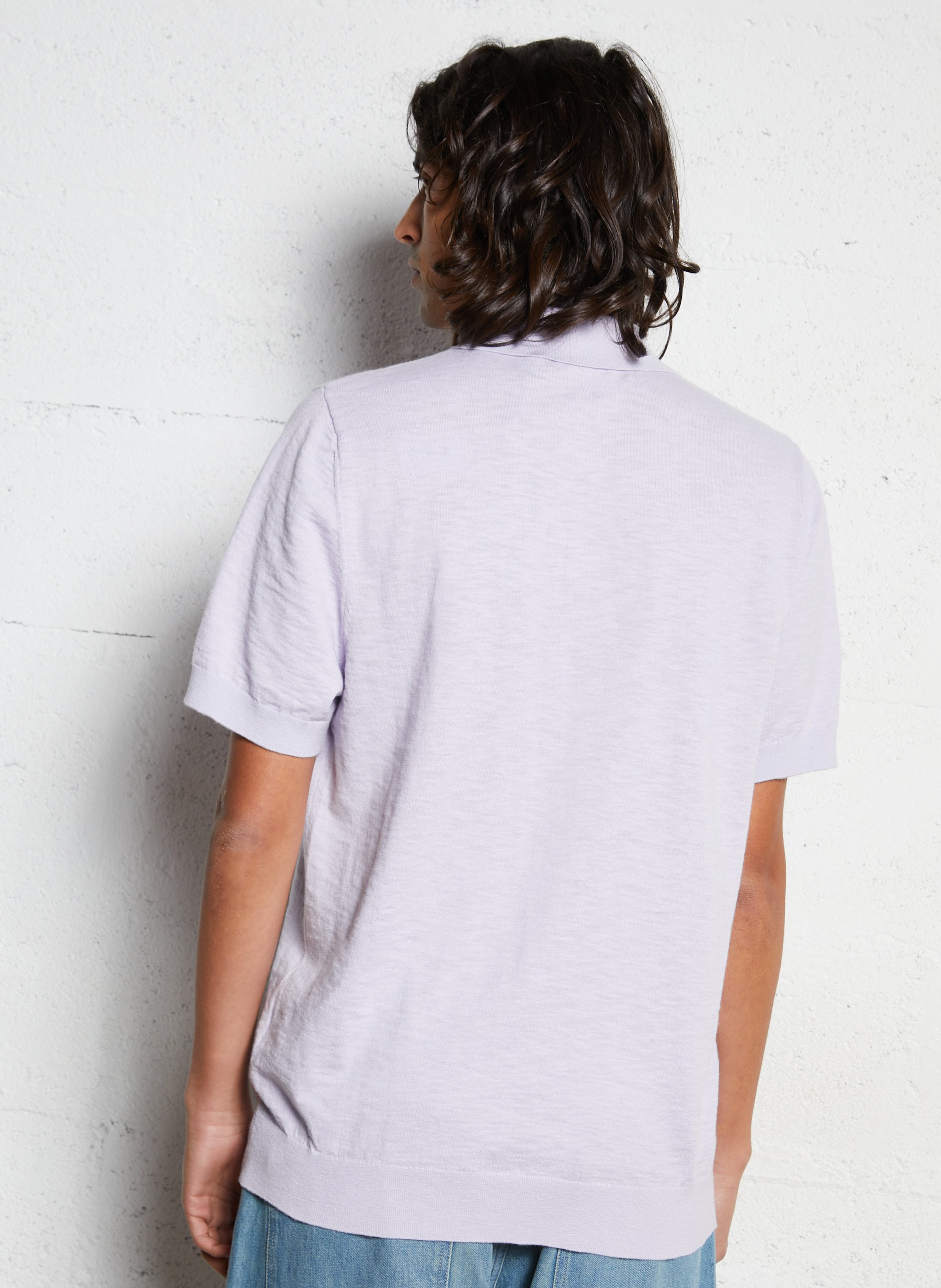 Polo manches courtes en maille flammée IKKS Violet