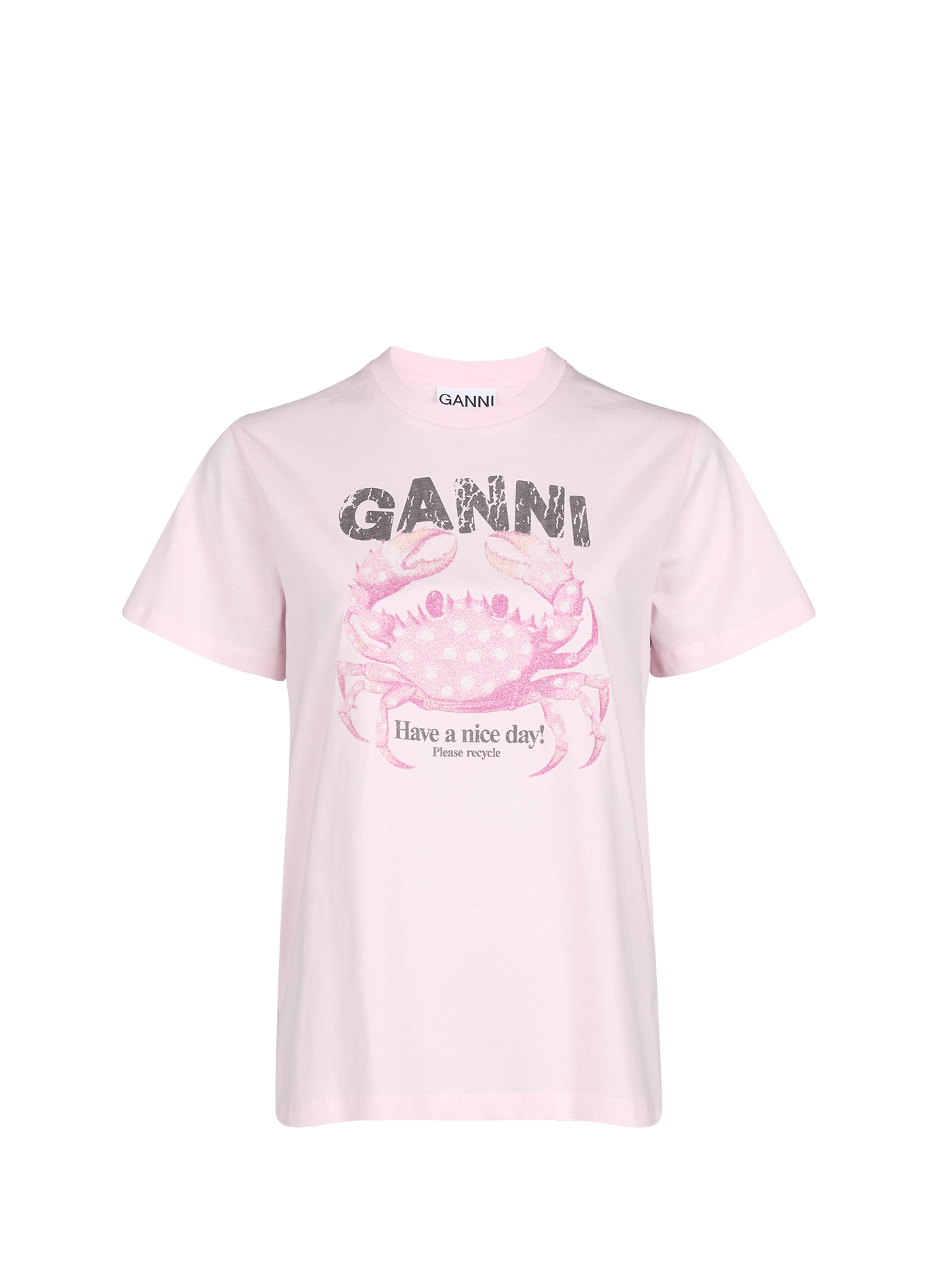 T-shirt à motif crabe en coton GANNI Rose