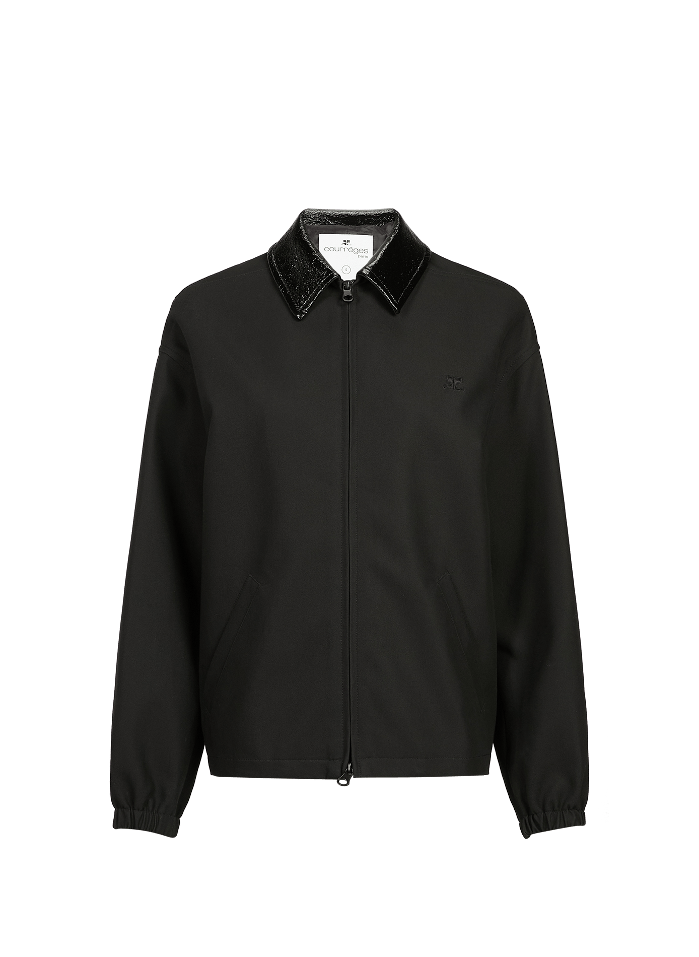 Jacke mit glänzendem Kragen aus Baumwolle COURRÈGES Schwarz