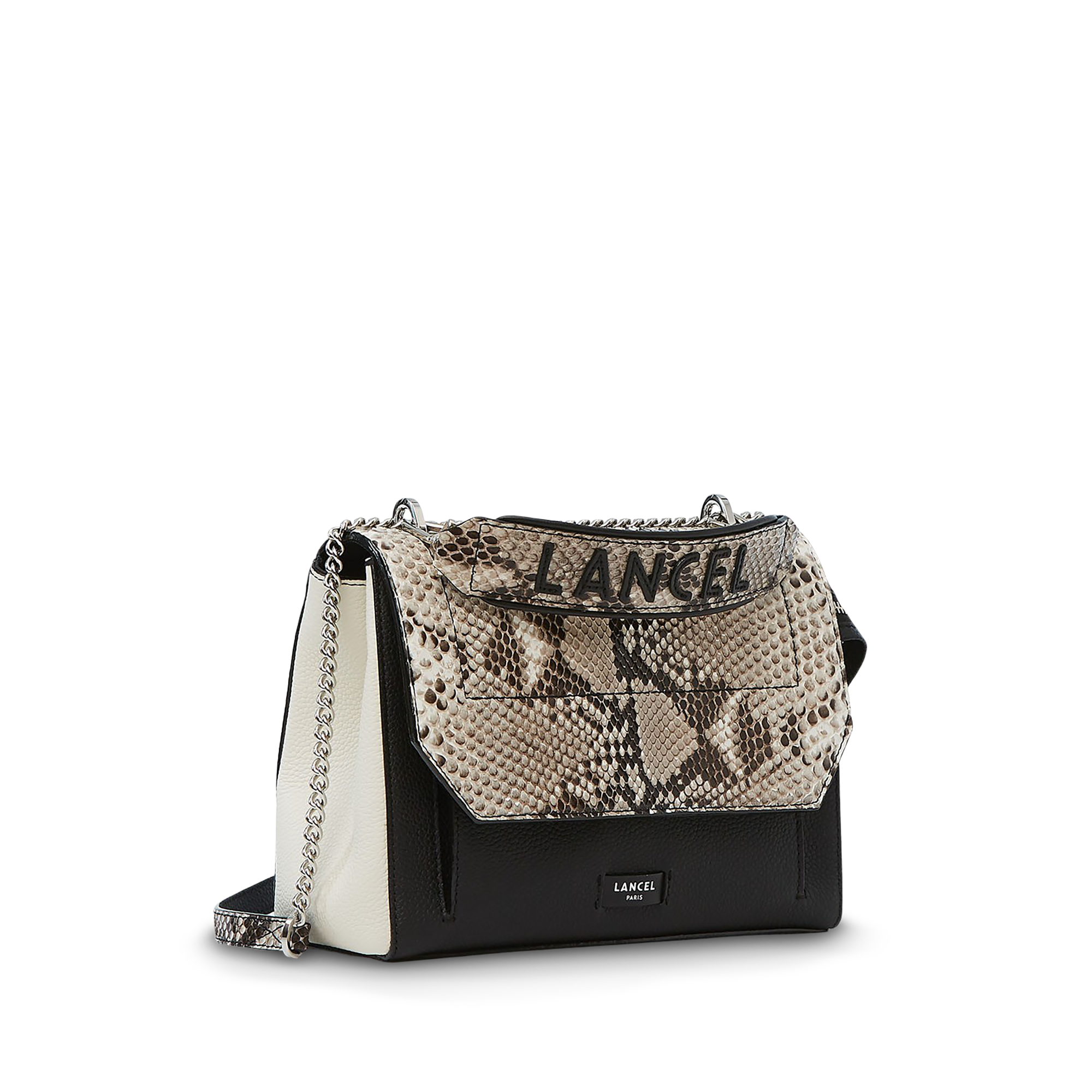 Sac rabat ninon de lancel en cuir de vachette graine & python LANCEL Gris