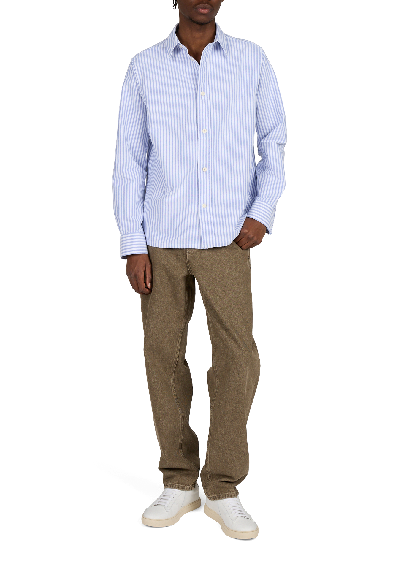 Chemise col classique manches contrastantes en coton NN.07 Blue
