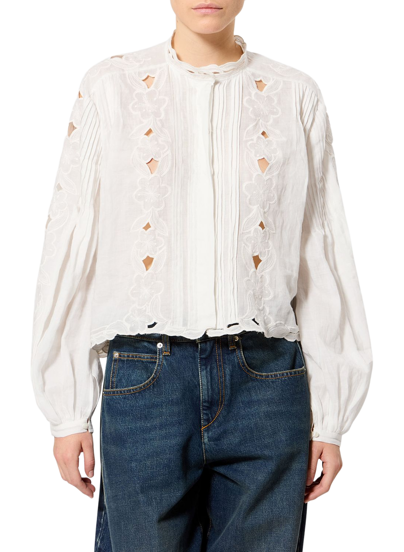 Blouse met lange mouwen en geborduurd ontwerp ISABEL MARANT Wit