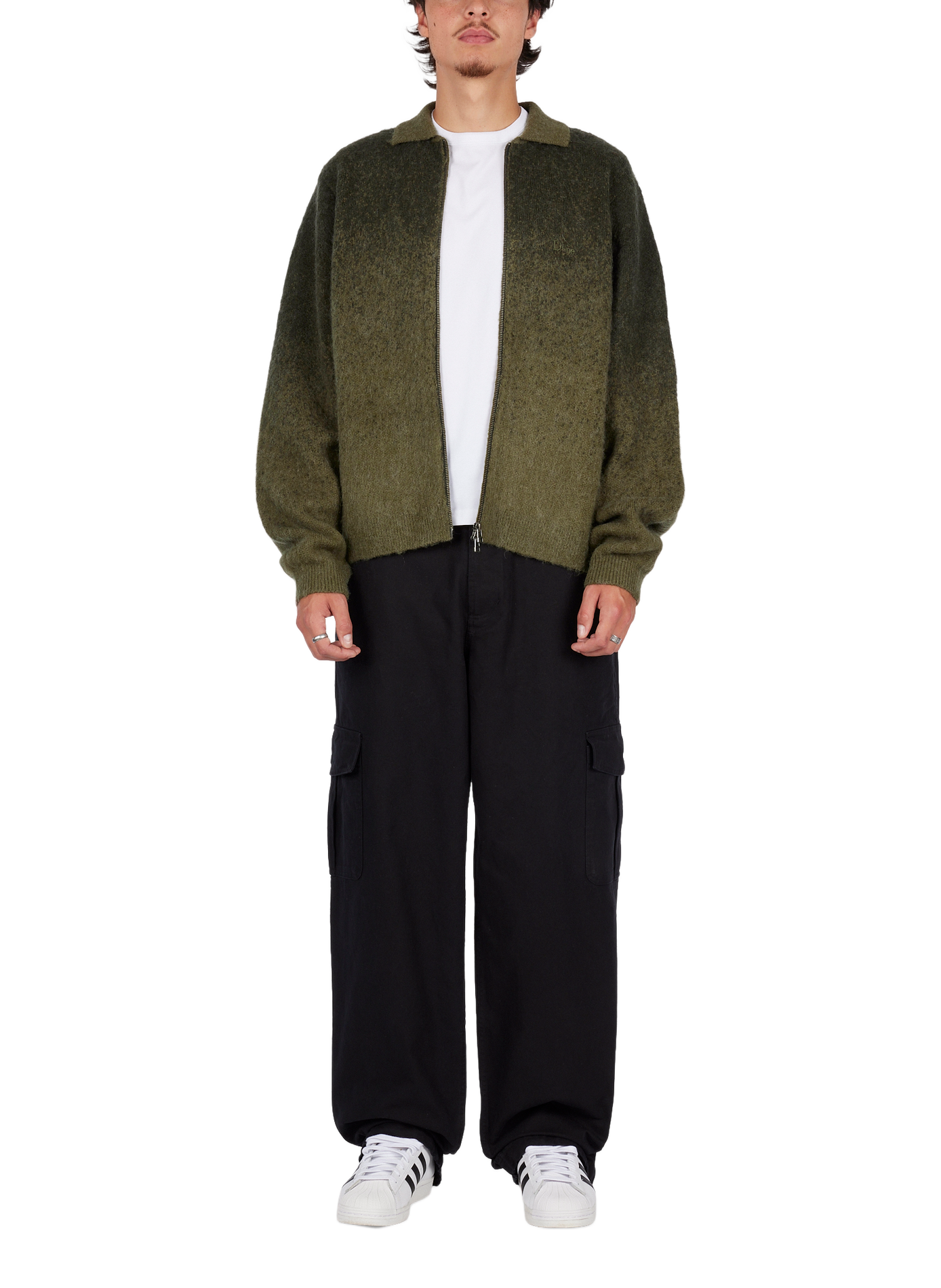 Straight zip-up sweater DIME Green