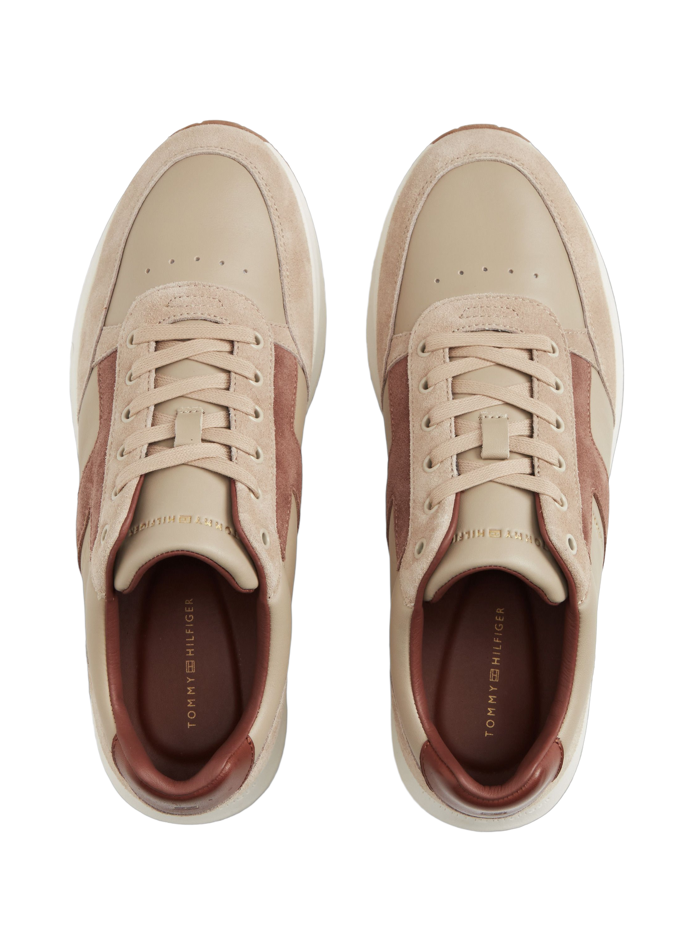 Leather lace-up sneakers TOMMY HILFIGER Beige