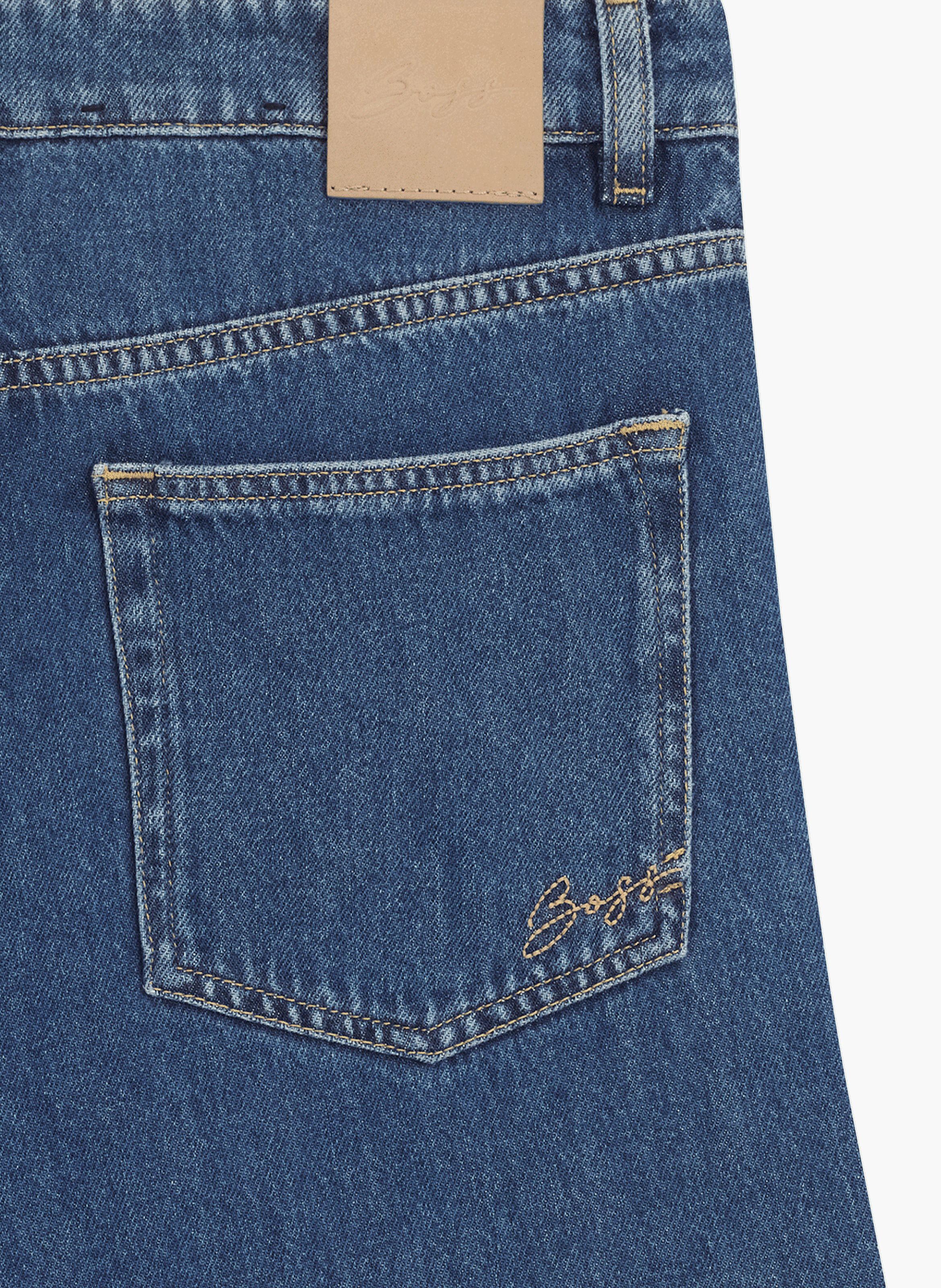 Jean droit en coton BOSS Bleu