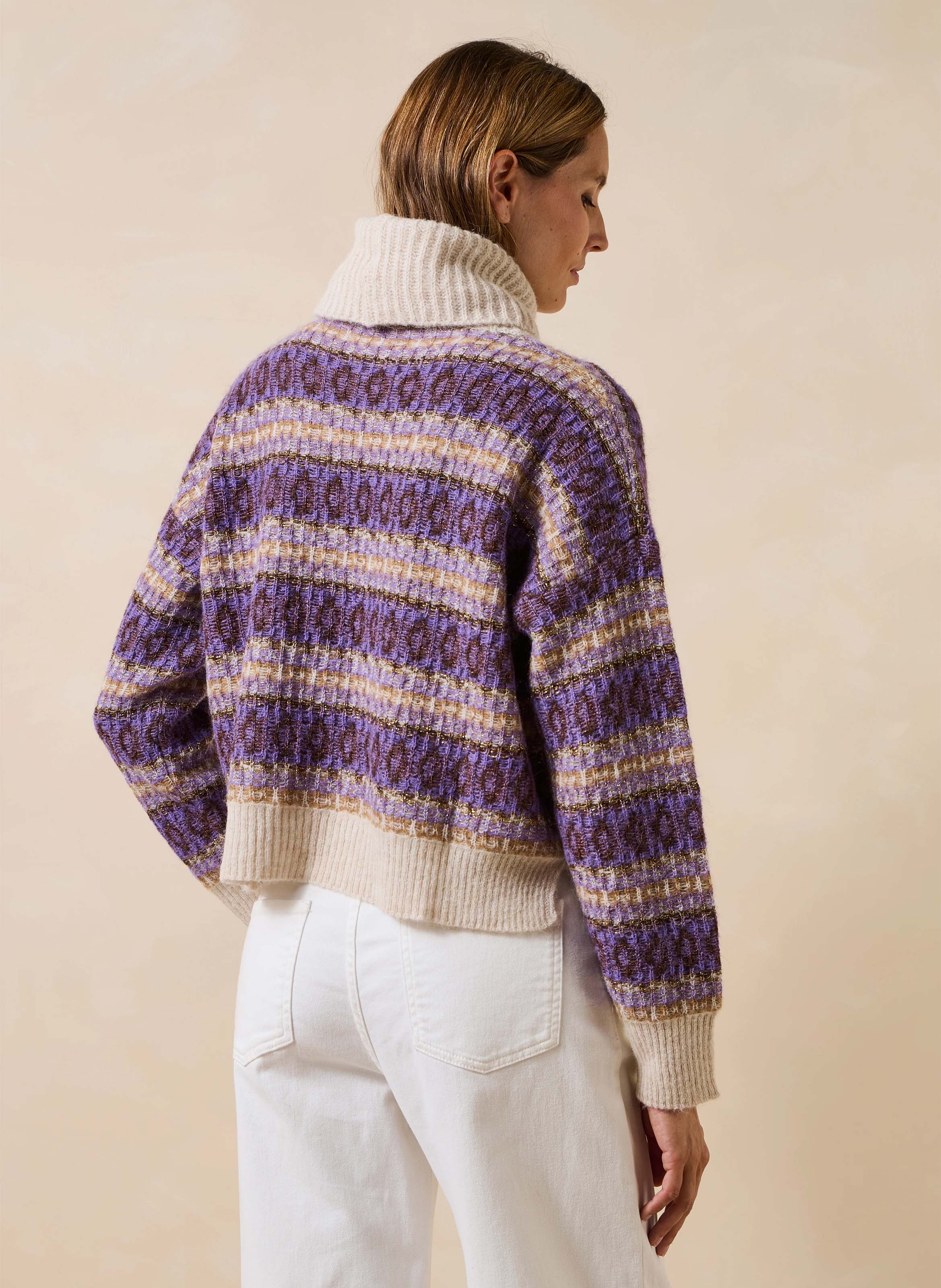 Oversized gebreide trui met opstaande kraag LA FEE MARABOUTEE Paars