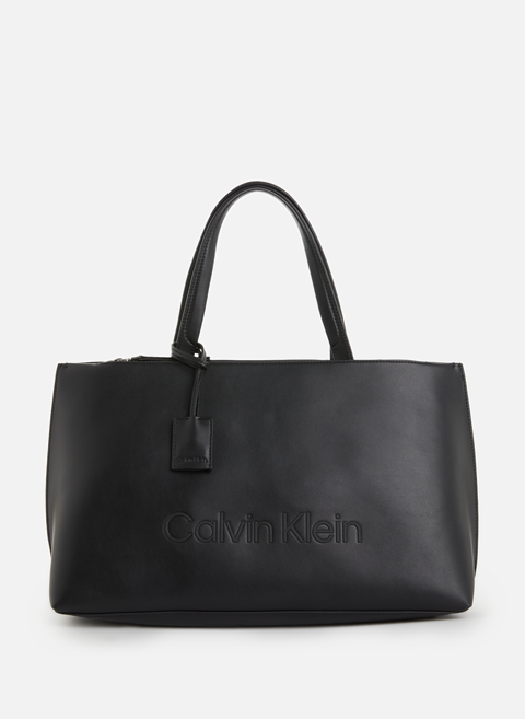 حقيبة حمل الشعار باللون الأسود كالفن كلاين 