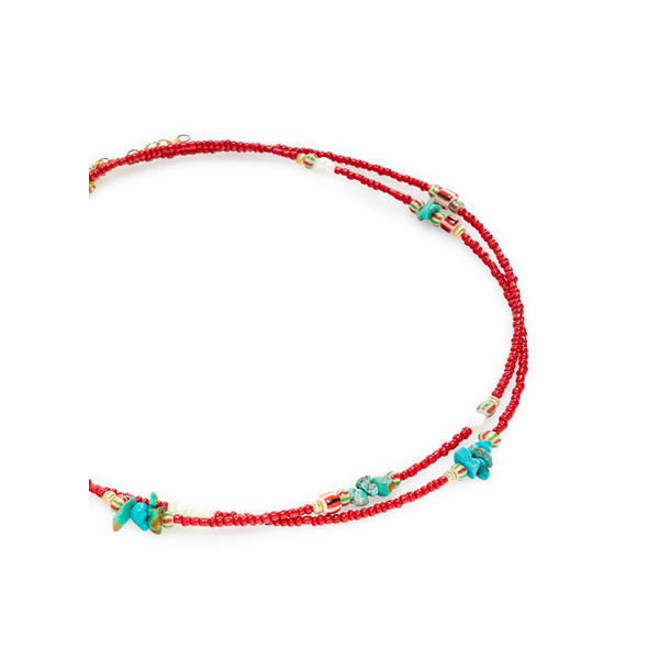 Sebara Long Beaded Necklace In Red