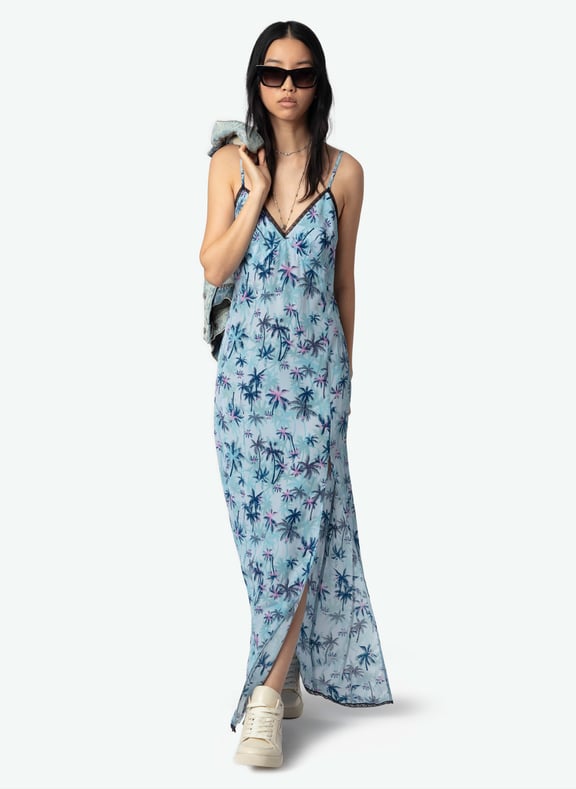Robe longue col v en soie ramelil Bleu by ZADIG&VOLTAIRE ZADIG&VOLTAIRE Robe longue col v en soie ramelil Bleu