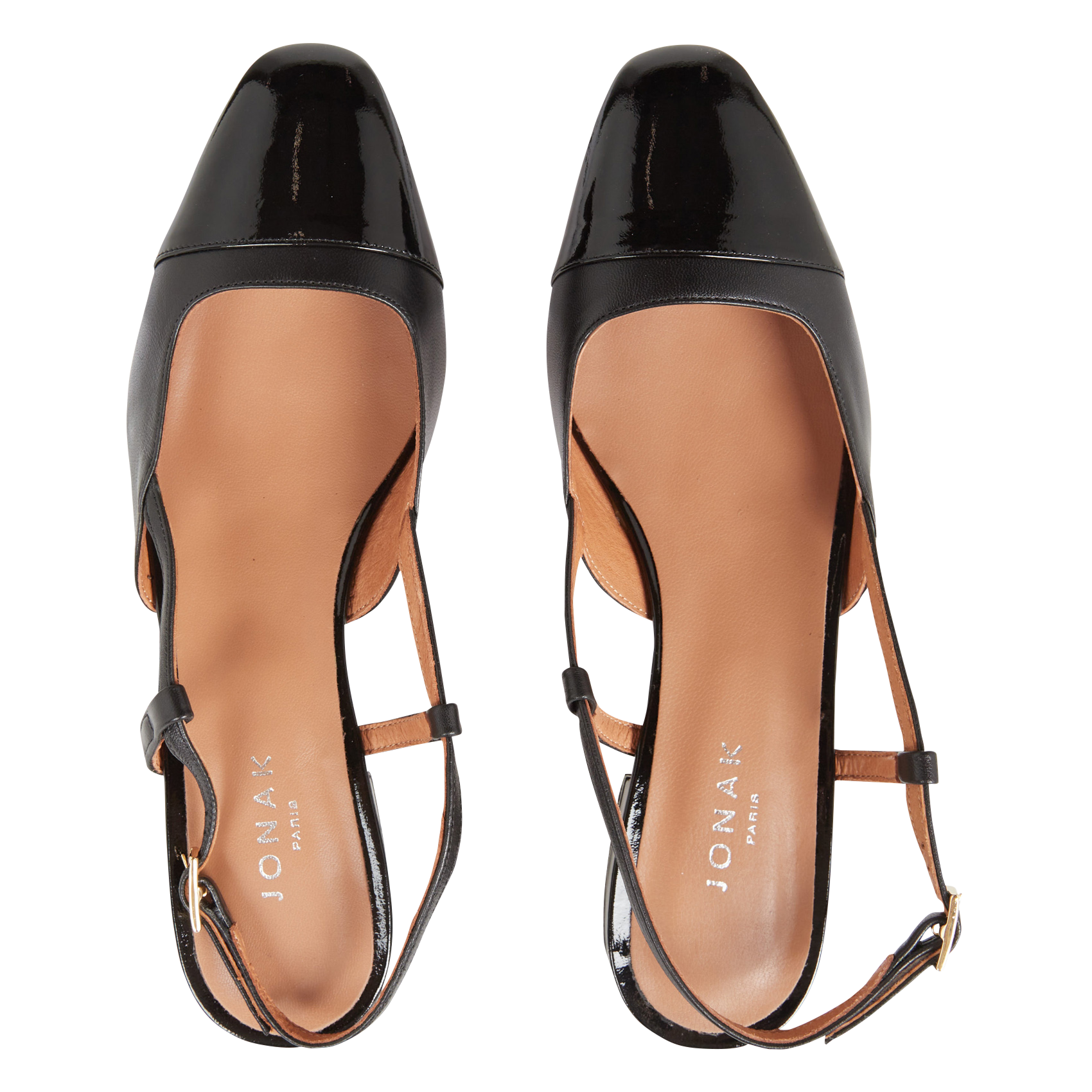 Ballerines ouvertes en cuir vernis dhapou Noir