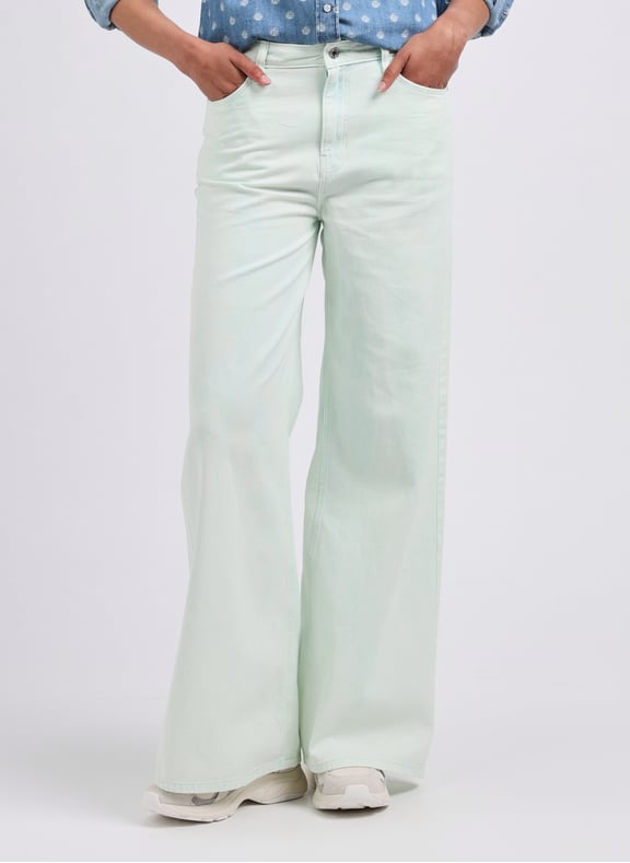 Pantalon wide leg en coton Bleu by GUESS GUESS Pantalon wide leg en coton Bleu