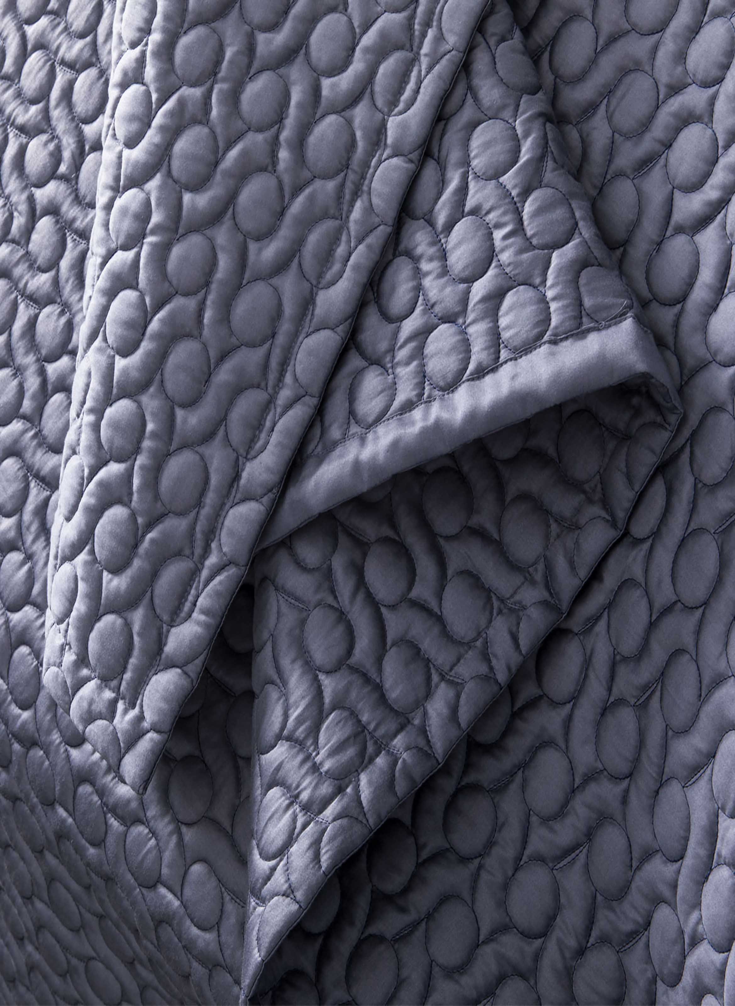 Couvre-lit matelassé uni en satin de coton bio, poesie ALEXANDRE TURPAULT Bleu