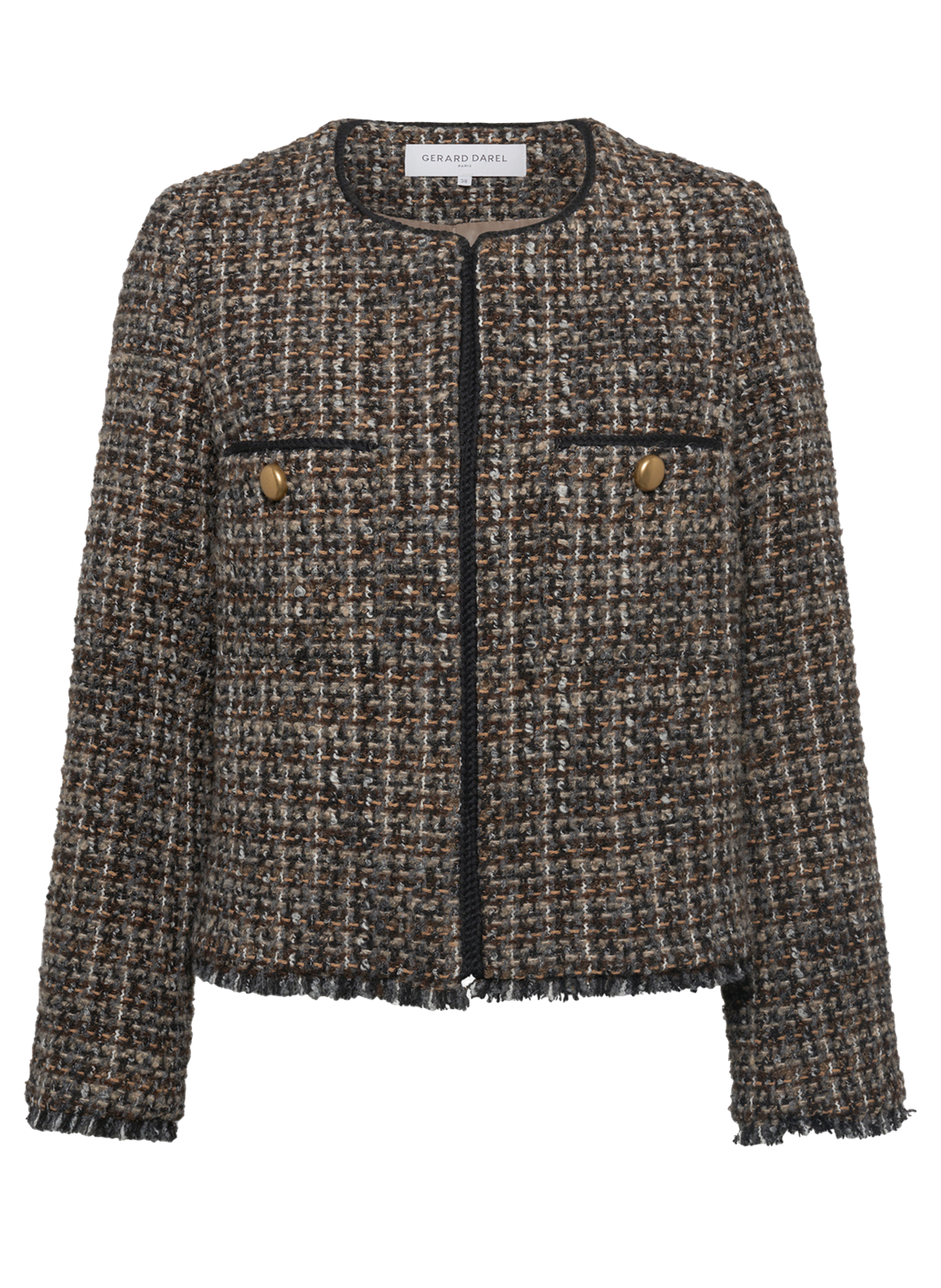Veste sans col en tweed - nour GERARD DAREL Marron