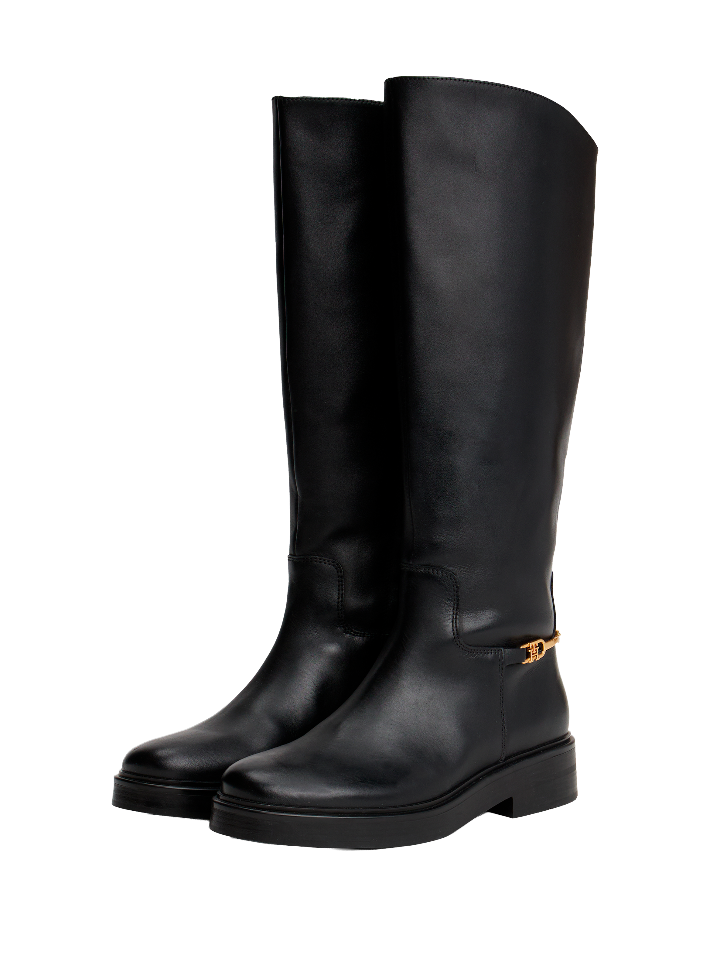 Bottes cavalières en cuir TOMMY HILFIGER Noir