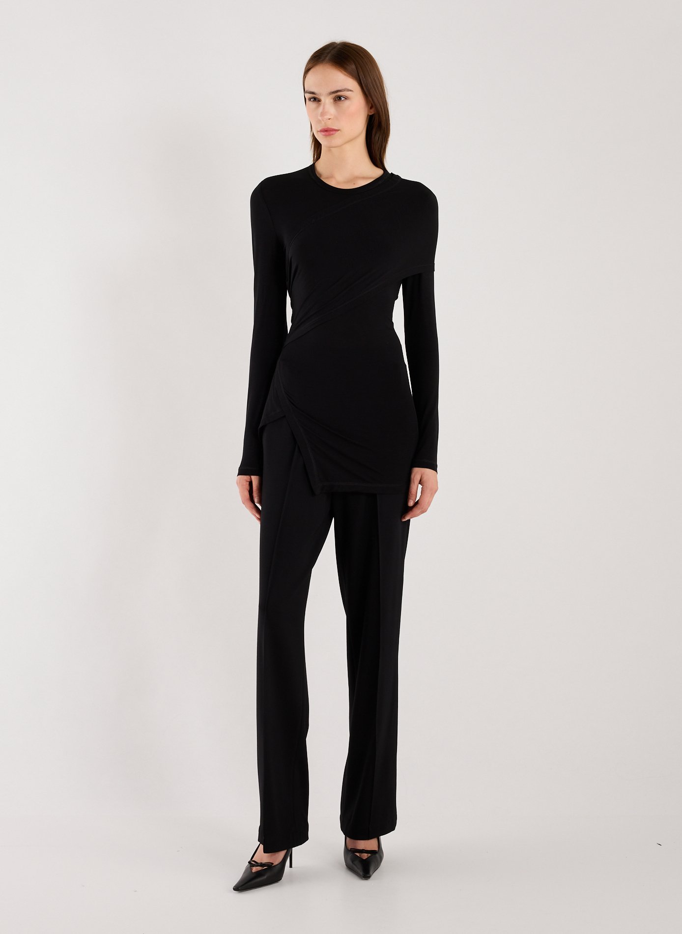 Draped cowl neck top HELMUT LANG Black