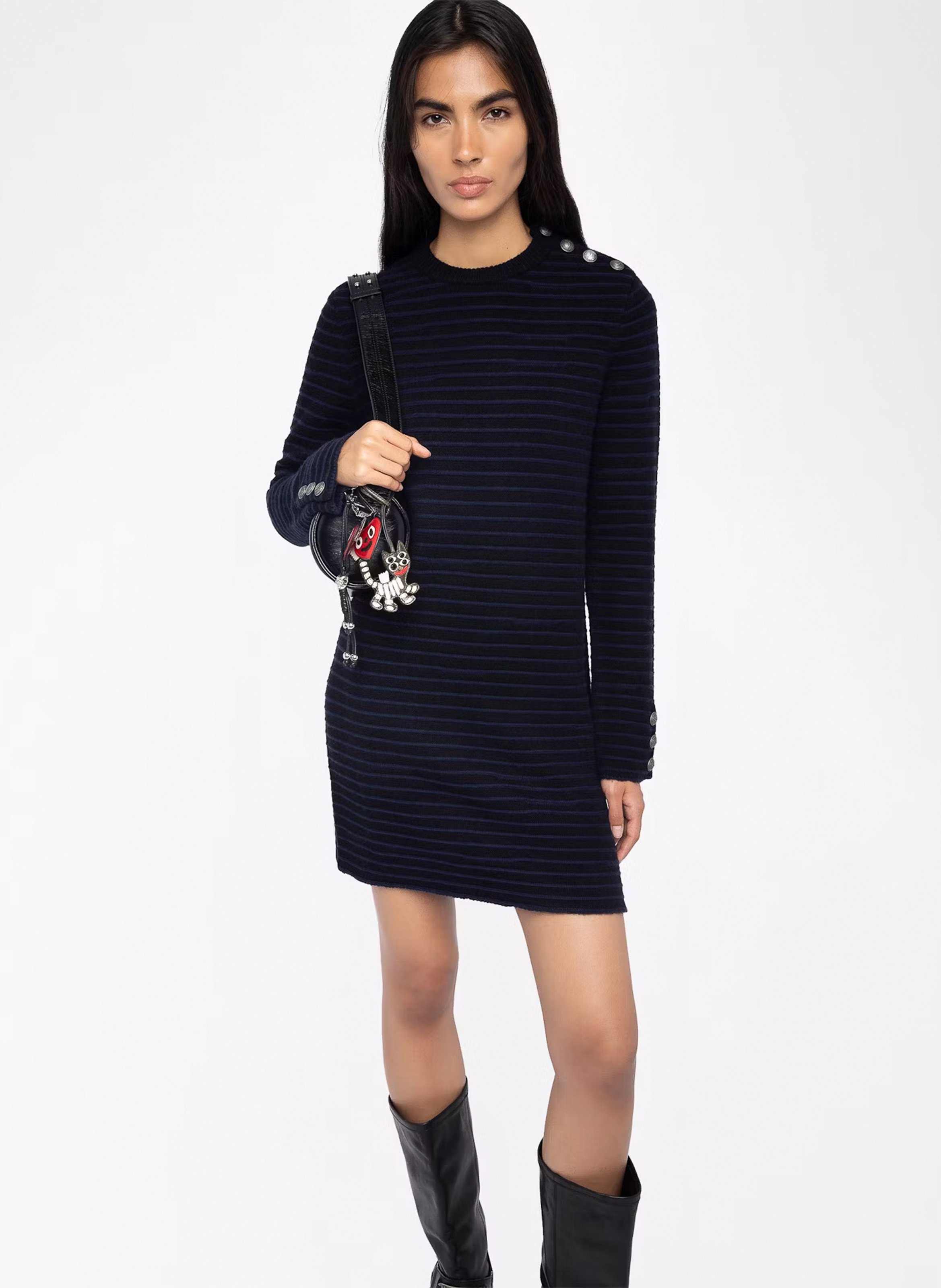 Robe courte col rond en laine mélangée maltyd ZADIG&VOLTAIRE Noir