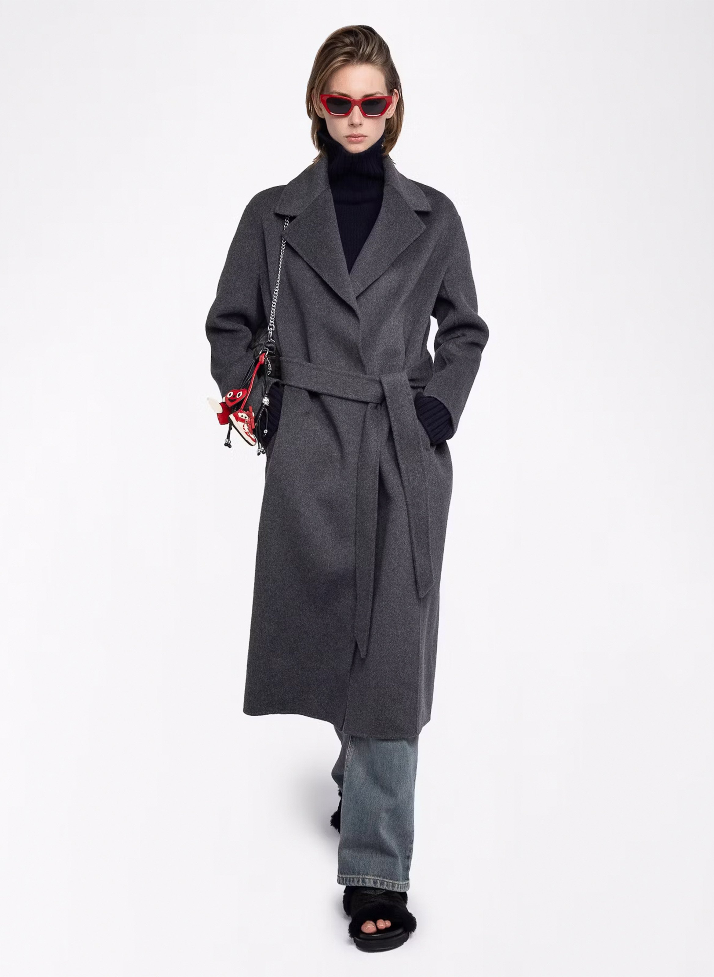 Manteau droit col tailleur en laine mélangée meli ZADIG&VOLTAIRE Gris