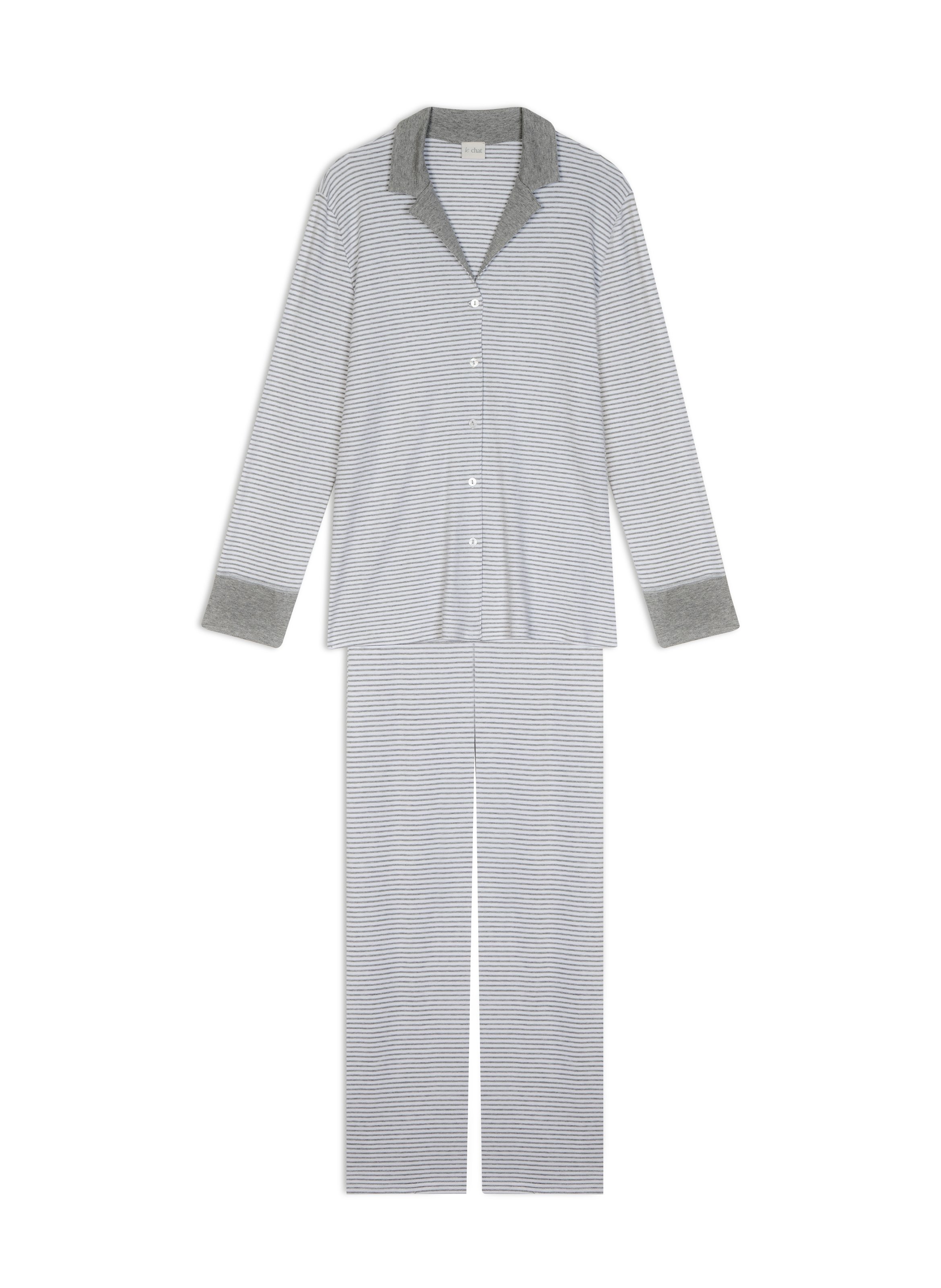 Pyjama boutonné en coton flocon 106 LE CHAT Gris