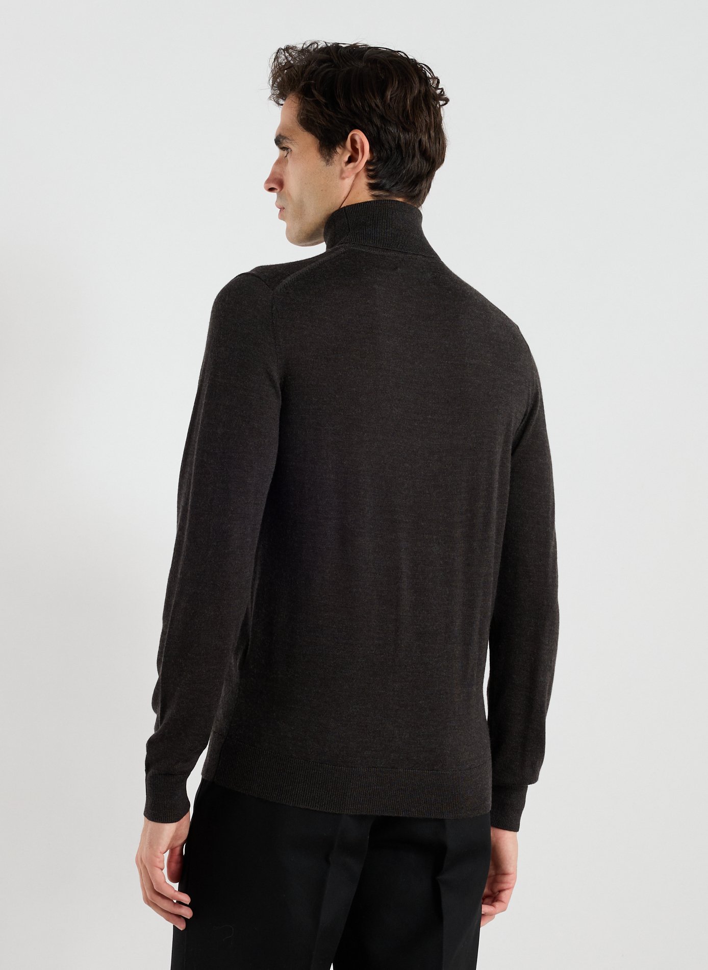 Merino wool and silk turtleneck jumper HACKETT Brown
