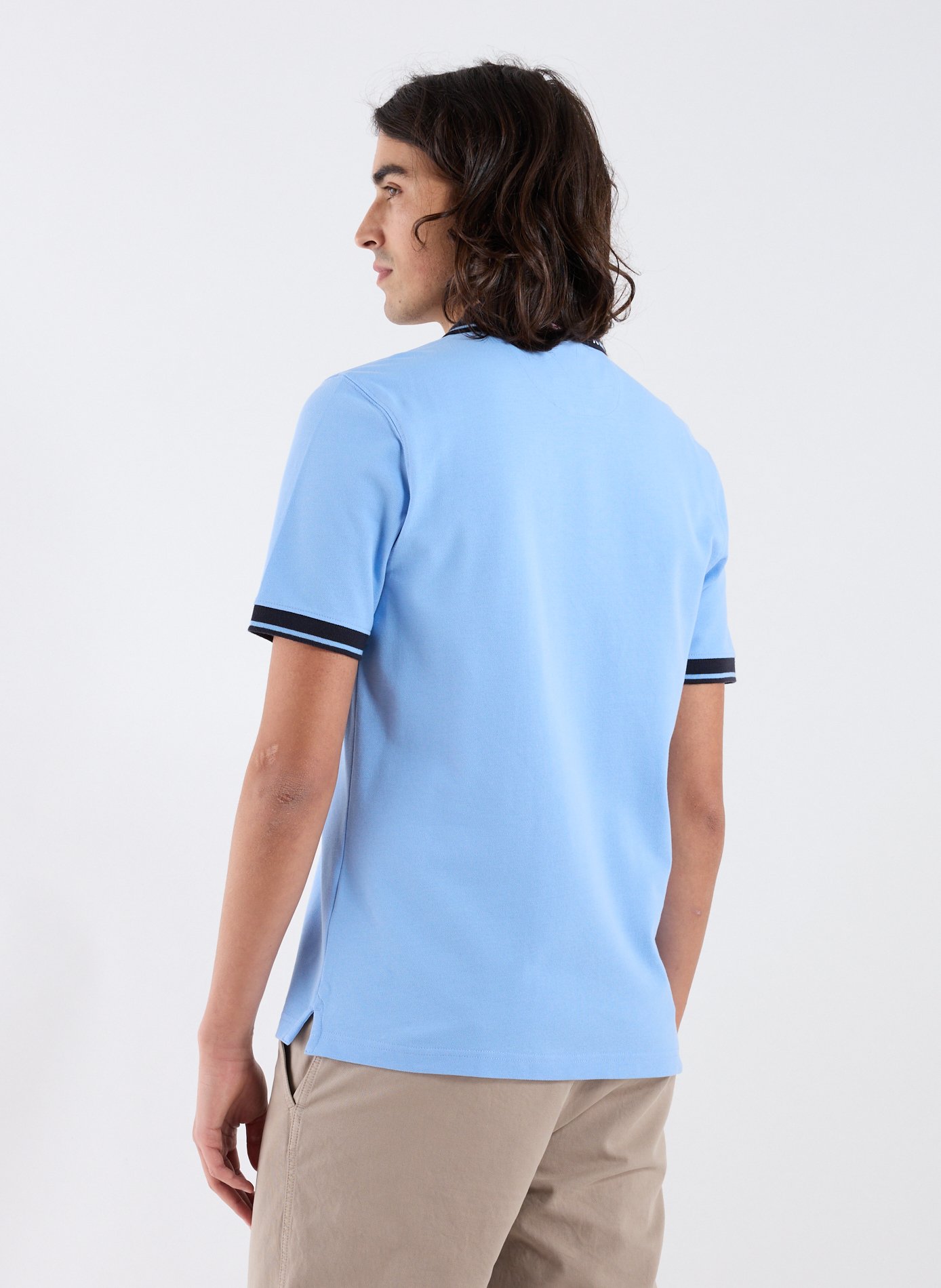 Short-sleeved cotton polo shirt EDEN PARK Blue