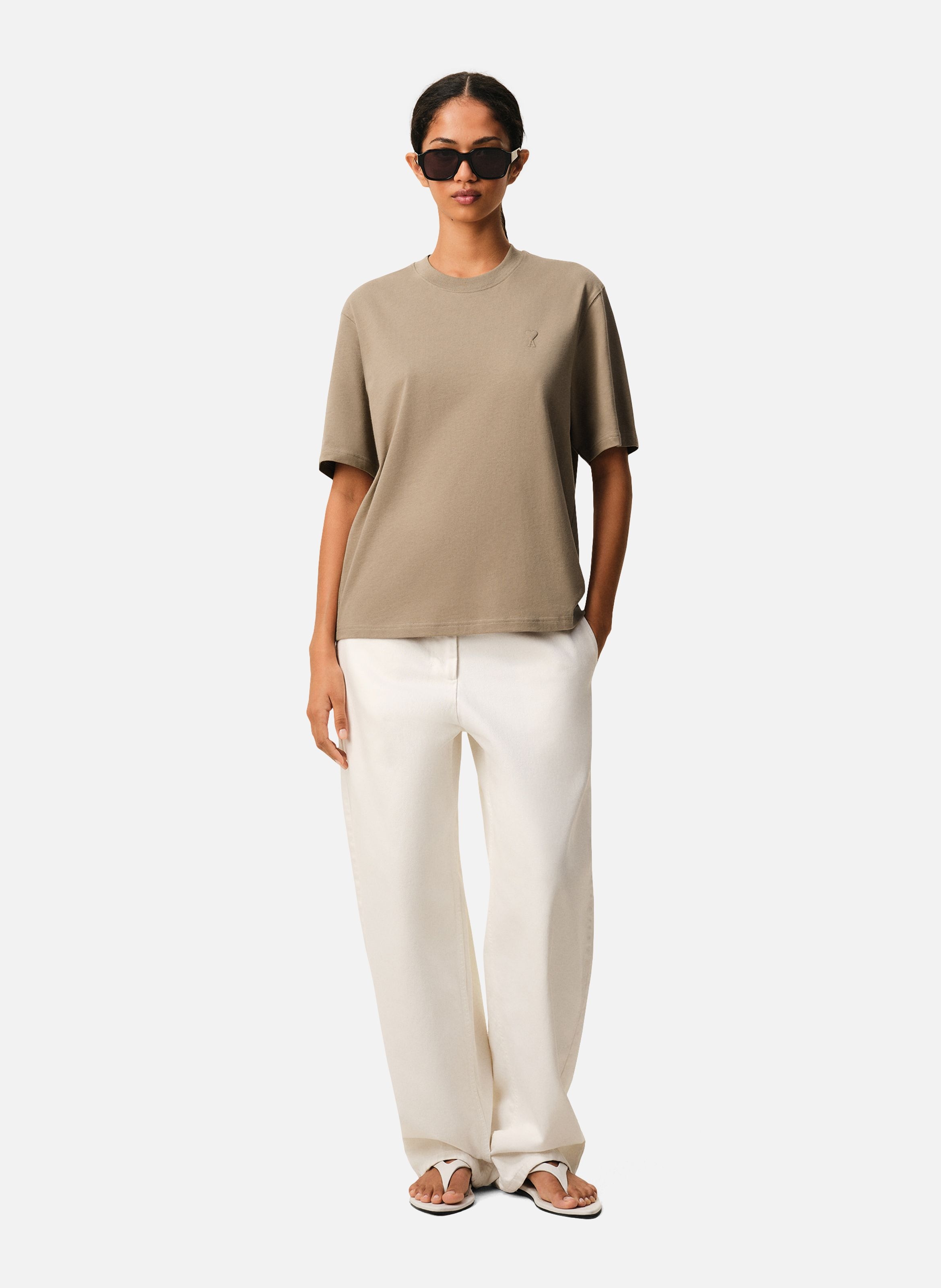 T-shirt Ami De Coeur En Coton unisexe AMI PARIS Beige