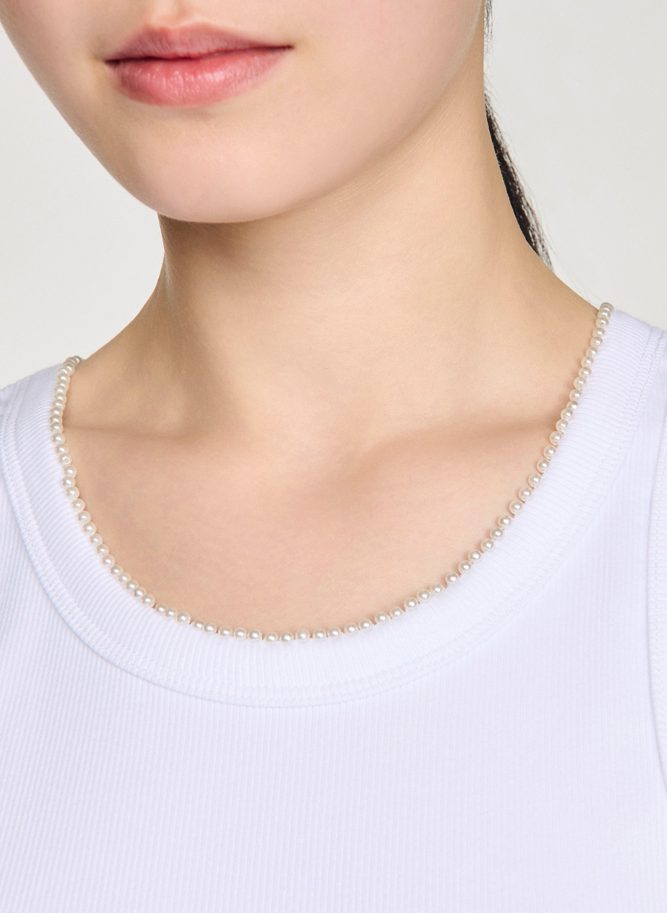 Debardeur col rond en coton mélangé Blanc