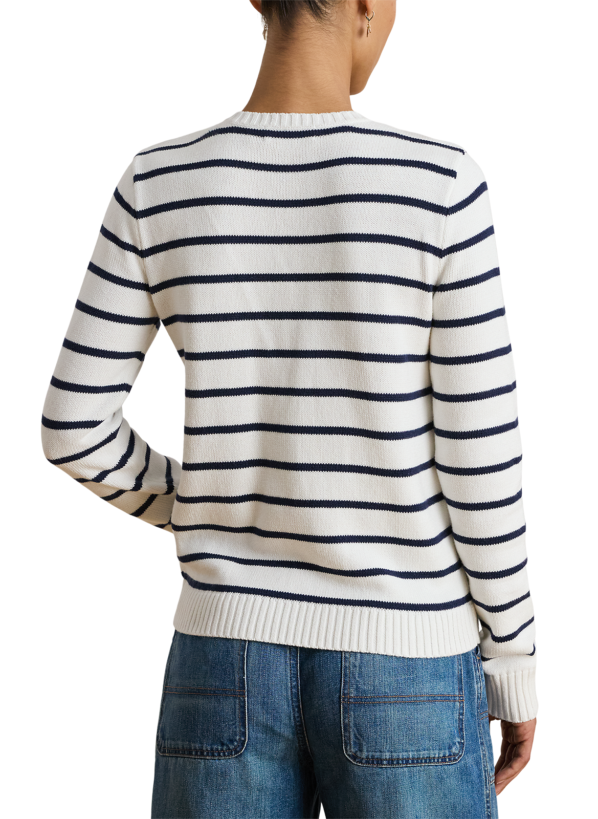 Striped cotton cardigan LAUREN White