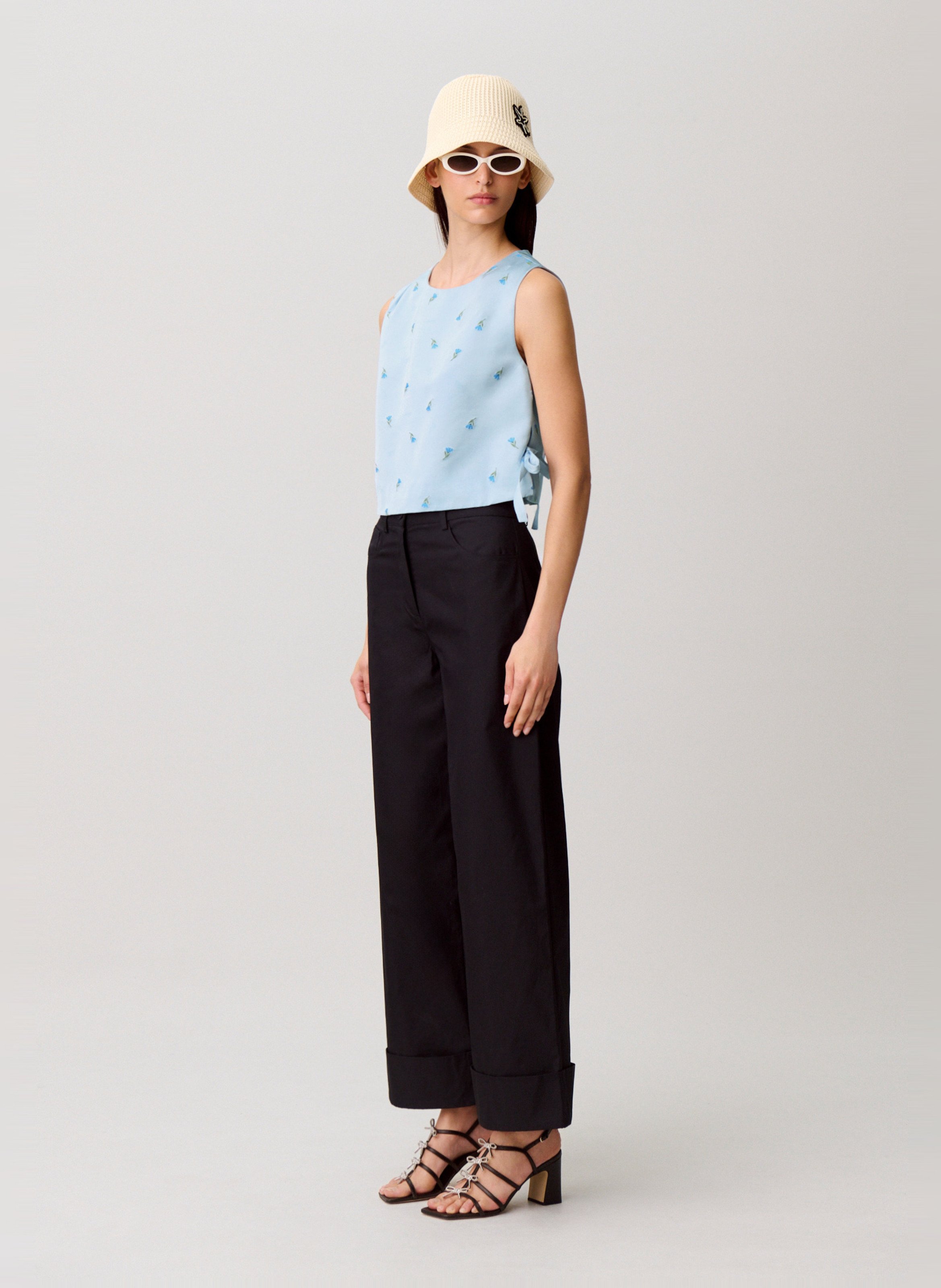 Top court imprimé col rond CLAUDIE PIERLOT Bleu