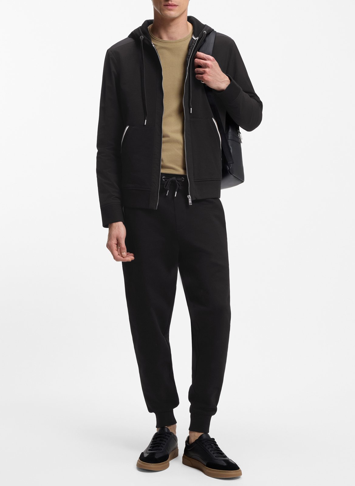 Jogging droit en coton BOSS Noir