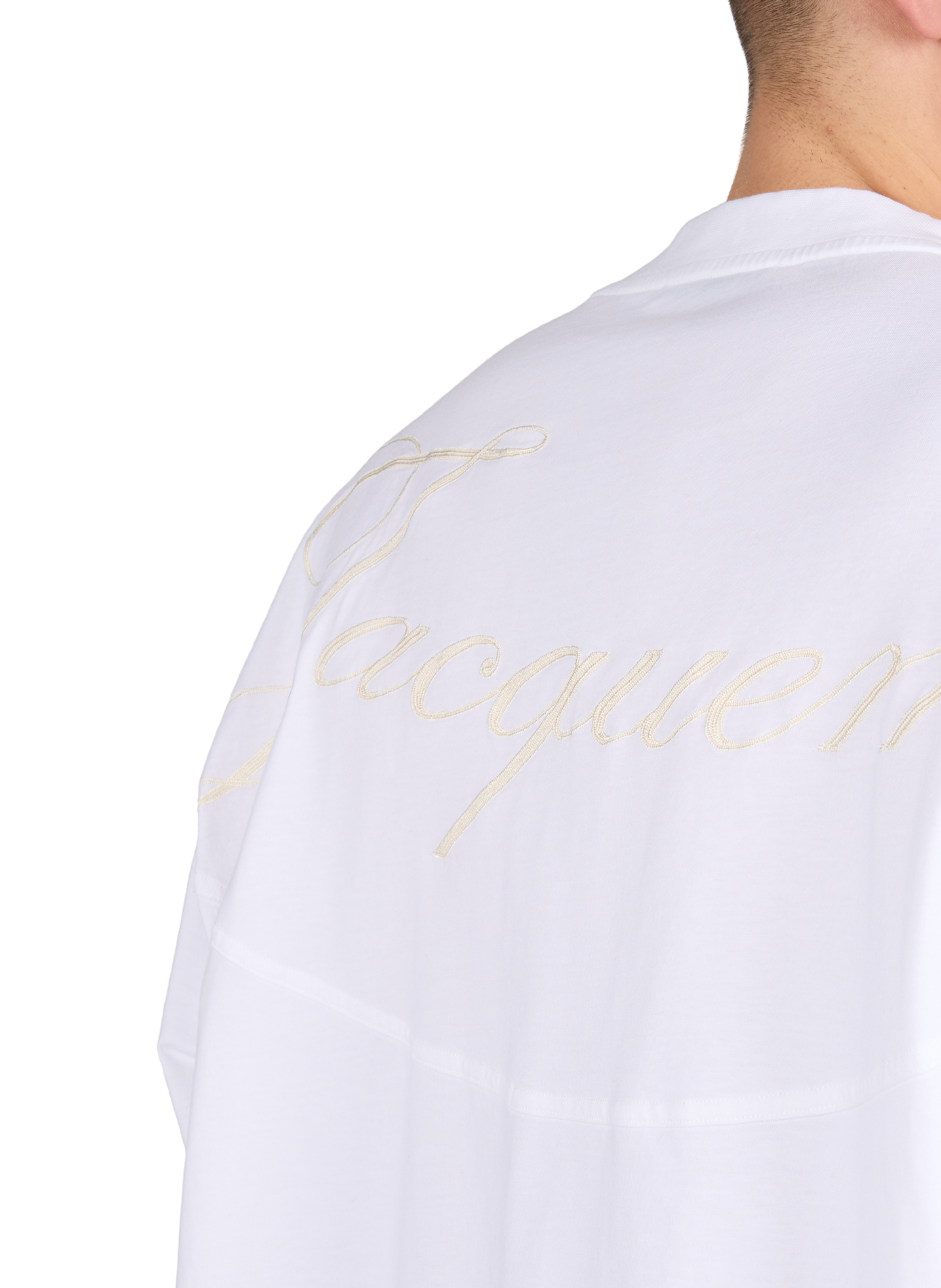 T-shirt large à manches longues en coton JACQUEMUS Blanc